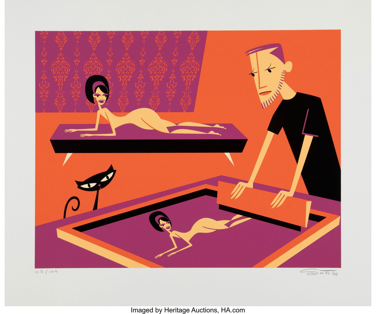 SHAG (b. 1962) Behind The Screen, 2005 Screenpri: SHAG (b. 1962) Behind The Screen, 2005 Screenprint in colors on wove paper 20 x 24 inches (50.8 x 61.0 cm) (sheet) Ed. 107/149 Signe