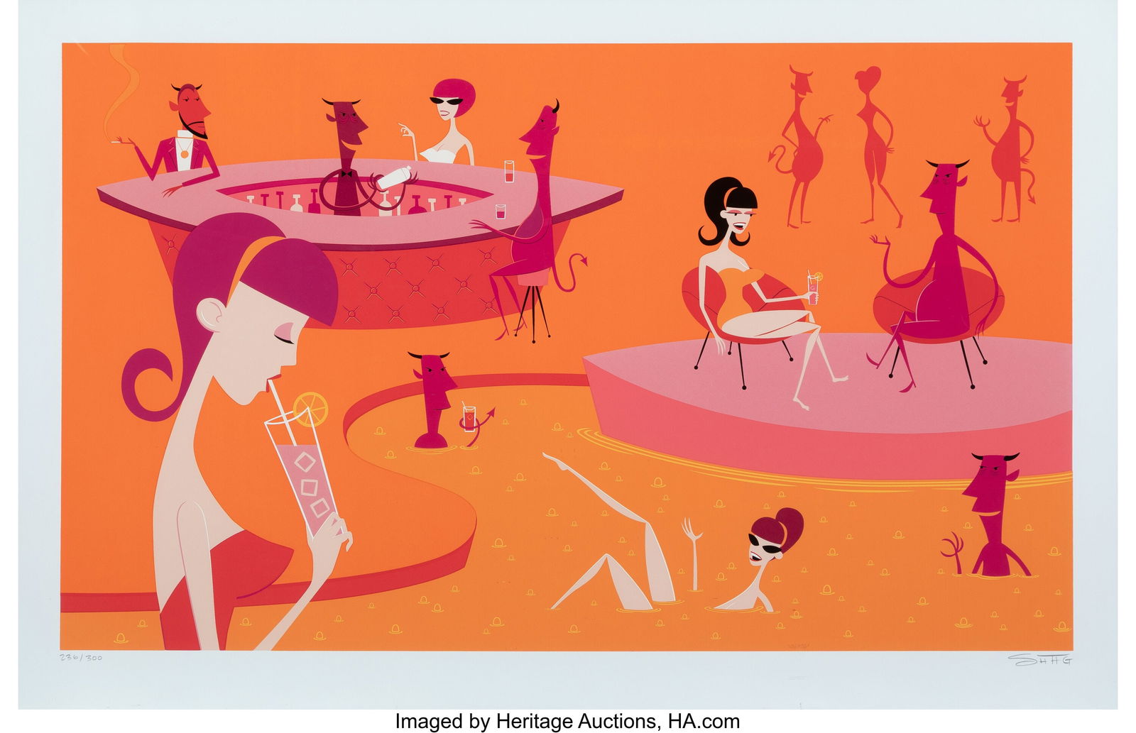 SHAG (b. 1962) The Wages of Sin, 2002 Screenprin: SHAG (b. 1962) The Wages of Sin, 2002 Screenprint in colors on wove paper 24 x 36 inches (61.0 x 91.4 cm) (sheet) Ed. 236/300 Signed