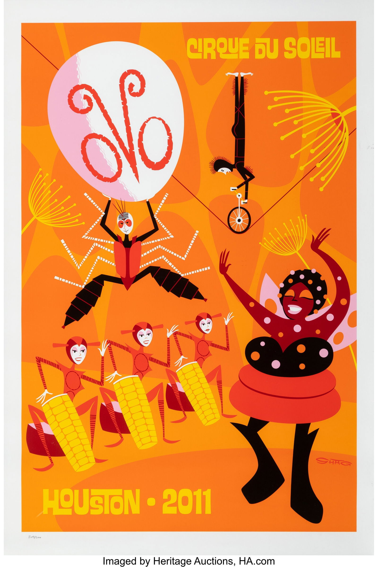 SHAG (b. 1962) Cirque Du Soleil Presents OVO Hou: SHAG (b. 1962) Cirque Du Soleil Presents OVO Houston, 2011 Screenprint in colors on wove paper 36 x 24 inches (91.4 x 61.0 cm) (sheet) Ed&perio