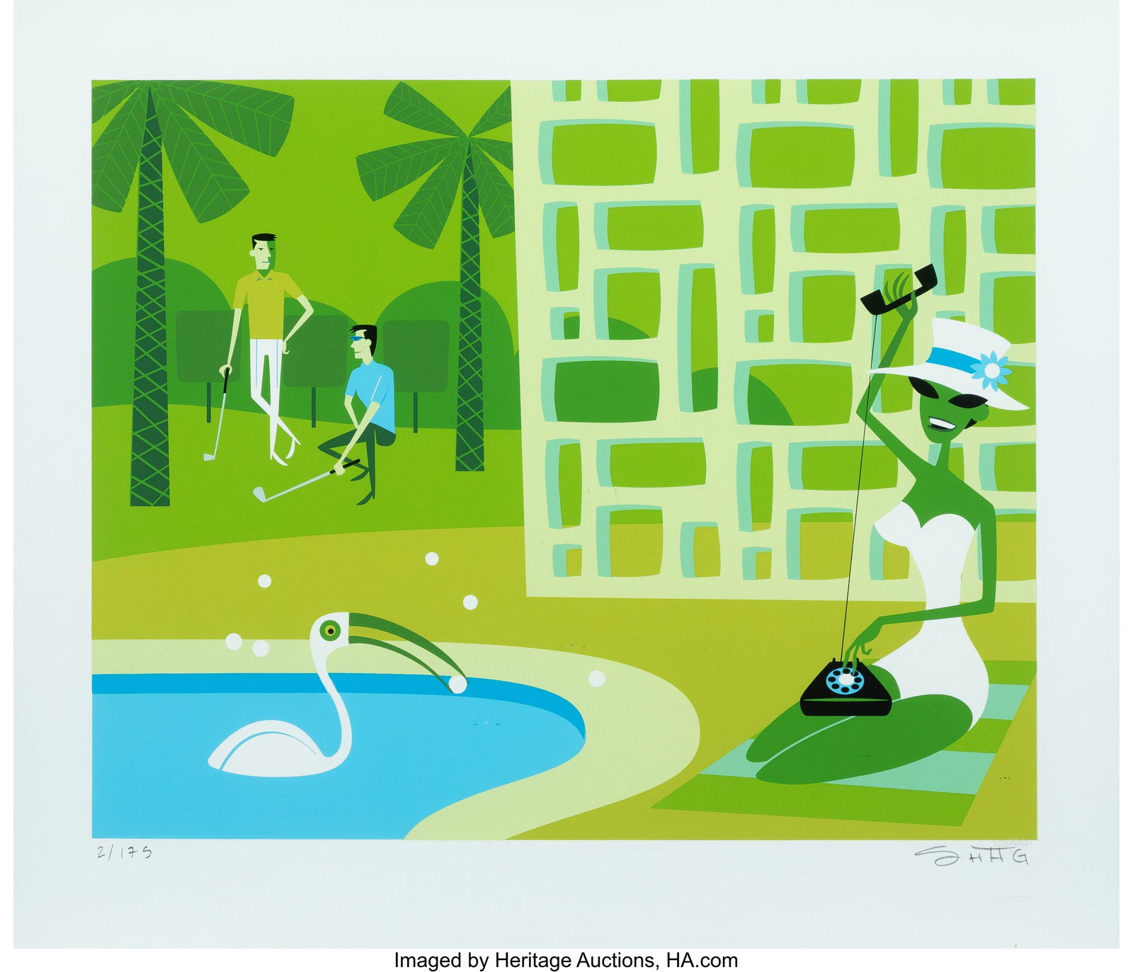 SHAG (b. 1962) The Fourteenth Hole, 2012 Screenp: SHAG (b. 1962) The Fourteenth Hole, 2012 Screenprint in colors on wove paper 16-7/8 x 20-7/8 inches (43 x 53 cm) (sheet) Ed. 2/175 Signed