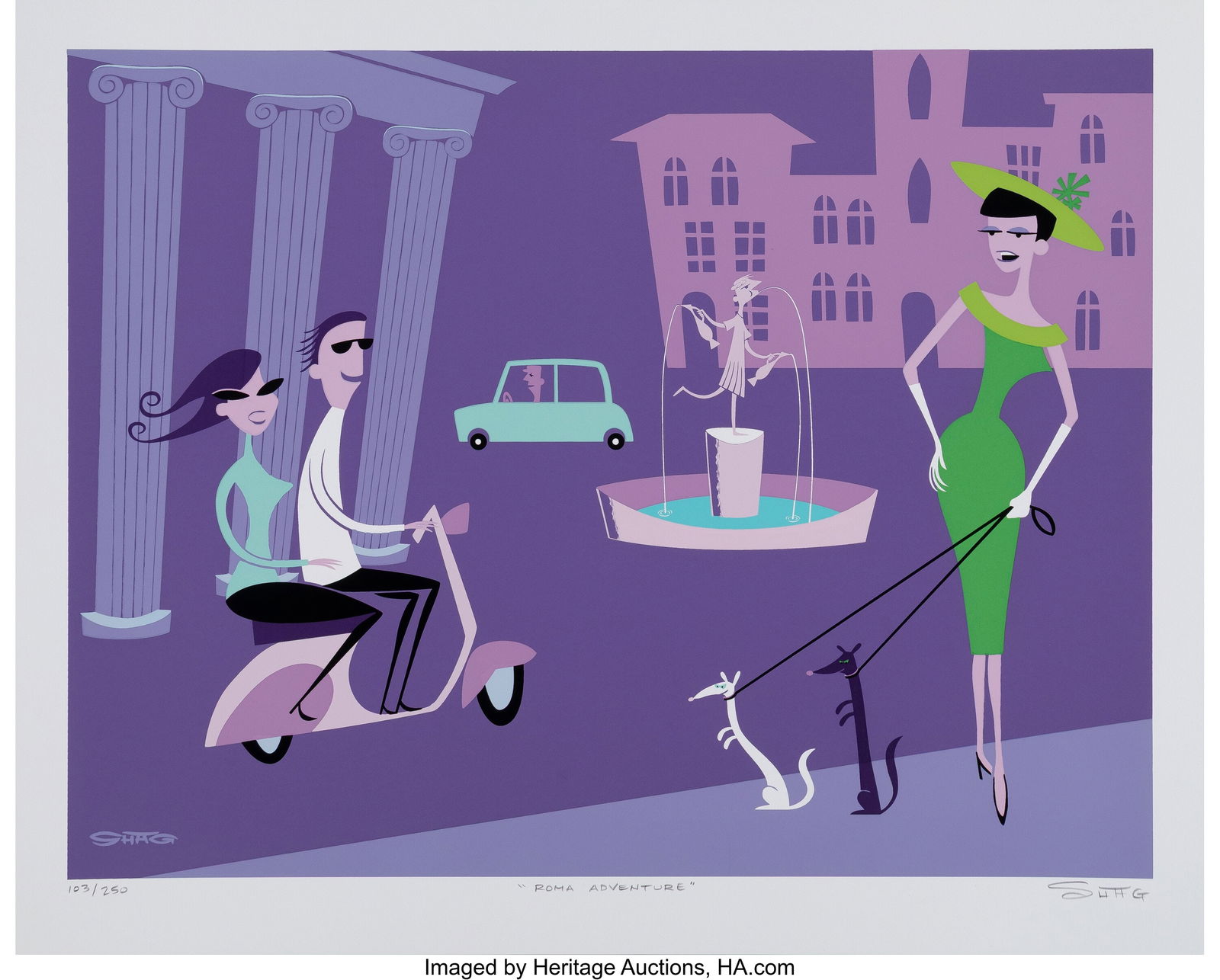 SHAG (b. 1962) Roma Adventure, 2000 Screenprint: SHAG (b. 1962) Roma Adventure, 2000 Screenprint in colors on wove paper 18-1/2 x 22-1/2 inches (47.0 x 57.1 cm) (sheet) Ed. 103&