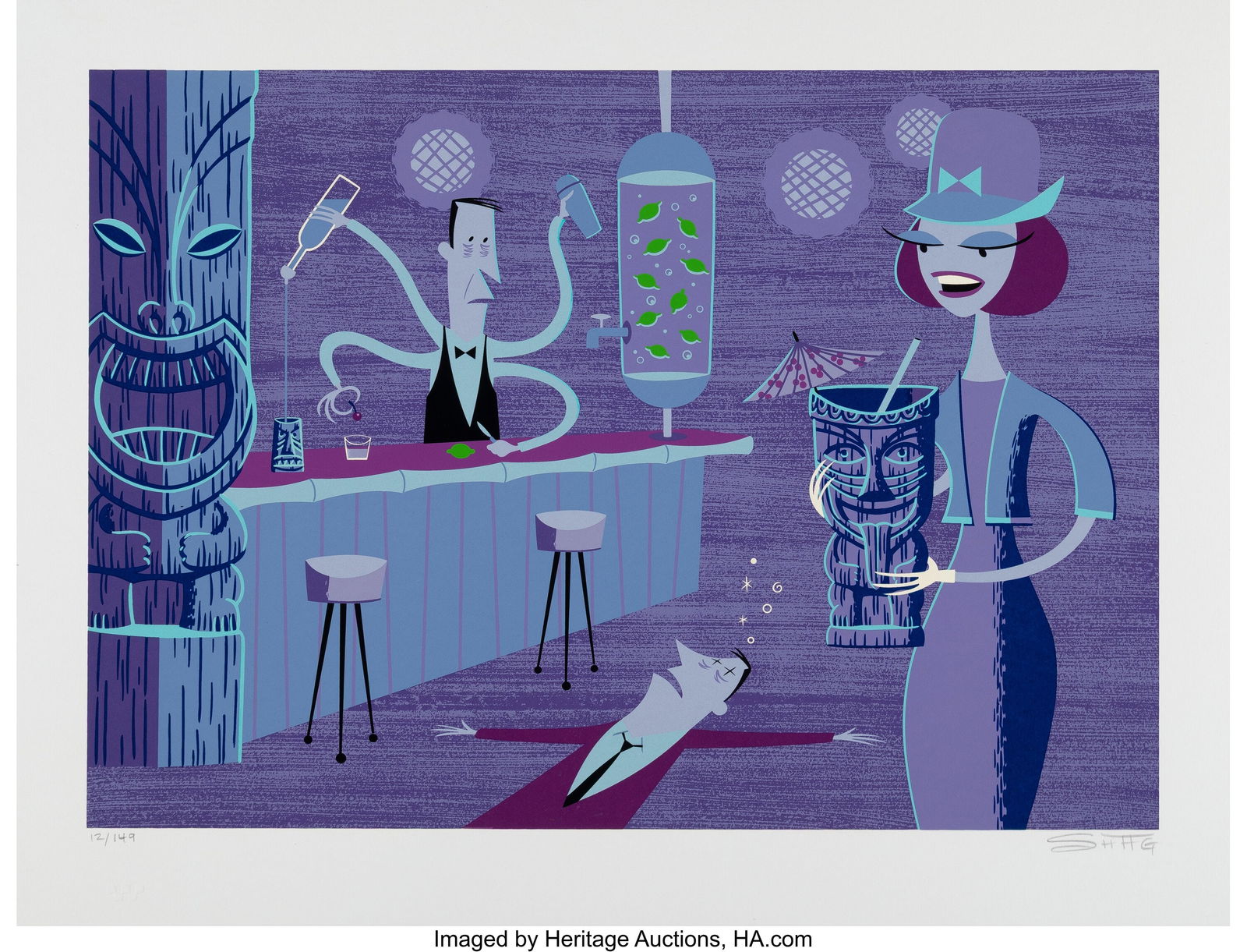 SHAG (b. 1962) Incredible Bartender, 2003 Screen: SHAG (b. 1962) Incredible Bartender, 2003 Screenprint in colors on wove paper 19-1/4 x 25 inches (48.9 x 63.5 cm) (sheet) Ed. 12&sol
