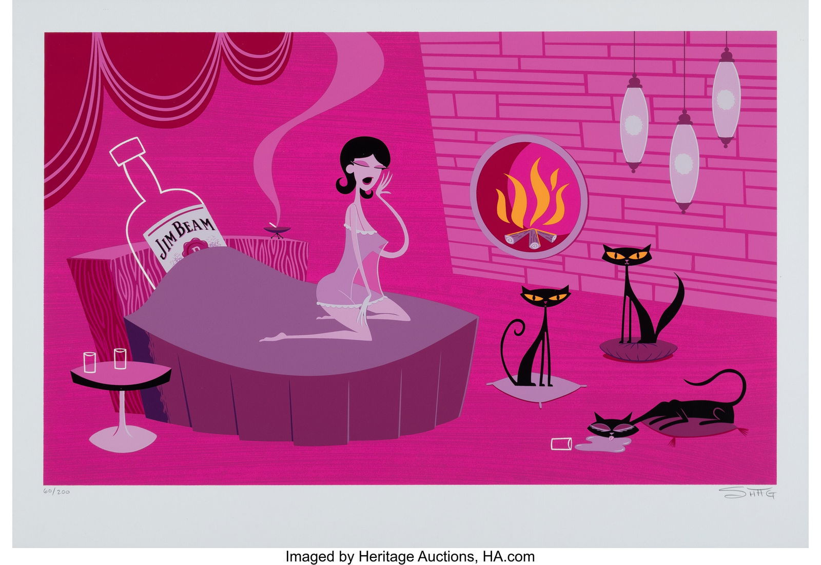 SHAG (b. 1962) Yawn, 2002 Screenprint in colors: SHAG (b. 1962) Yawn, 2002 Screenprint in colors on wove paper 17 x 25 inches (43.2 x 63.5 cm) (sheet) Ed. 60/200 Signed and numbered