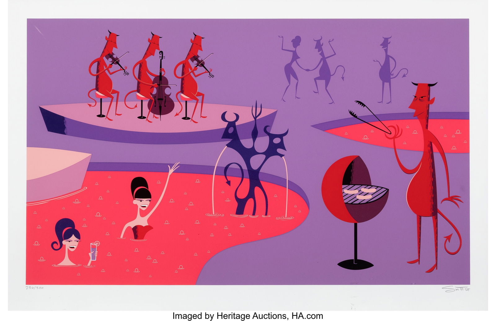 SHAG (b. 1962) Apocalypse Has Been Postponed, 20: SHAG (b. 1962) Apocalypse Has Been Postponed, 2002 Screenprint in colors on wove paper 23-3/4 x 36-1/2 inches (60.3 x 92.7 cm) (sheet)