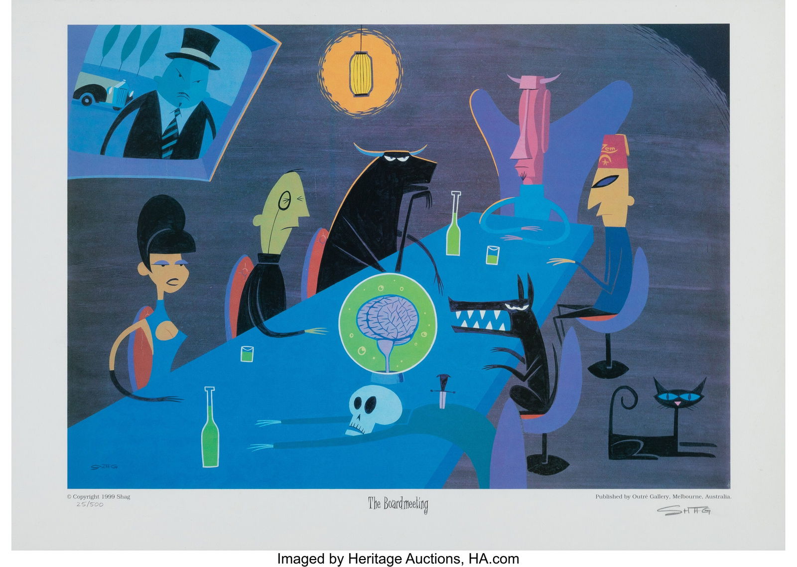 SHAG (b. 1962) The Boardmeeting, 1999 Offset lit: SHAG (b. 1962) The Boardmeeting, 1999 Offset lithograph in colors on wove paper 16-1/2 x 23-1/4 inches (41.9 x 59.1 cm) (sheet) Ed&peri