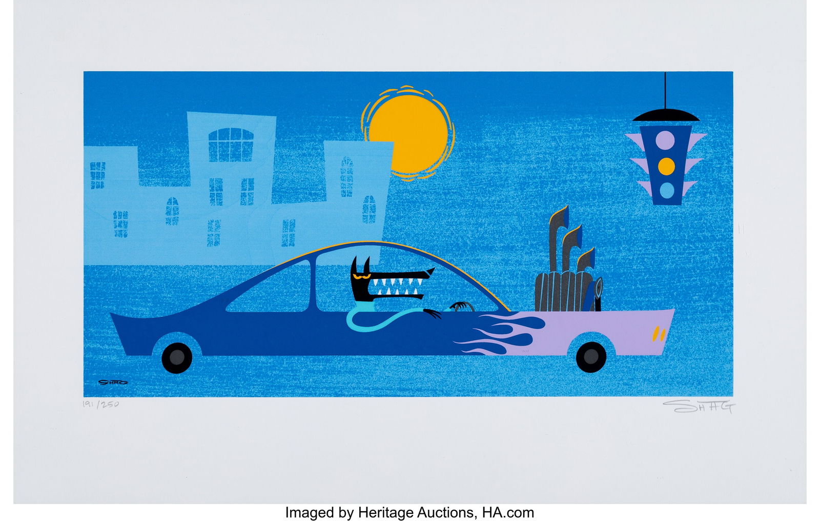 SHAG (b. 1962) Midnight Drive, 2001 Screenprint: SHAG (b. 1962) Midnight Drive, 2001 Screenprint in colors on wove paper 14 x 22 inches (35.6 x 55.9 cm) (sheet) Ed. 191/150 Signed a