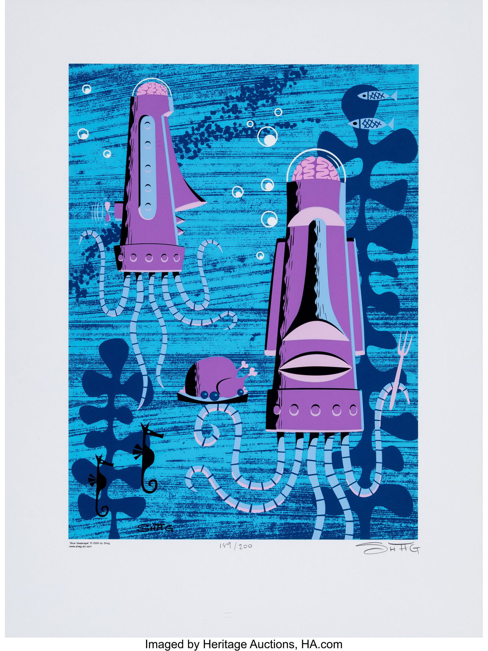 SHAG (b. 1962) Blue Seascape, 2000 Screenprint i: SHAG (b. 1962) Blue Seascape, 2000 Screenprint in colors on wove paper 25 x 22 inches (63.5 x 55.9 cm) (sheet) Ed. 189/200 Signed an