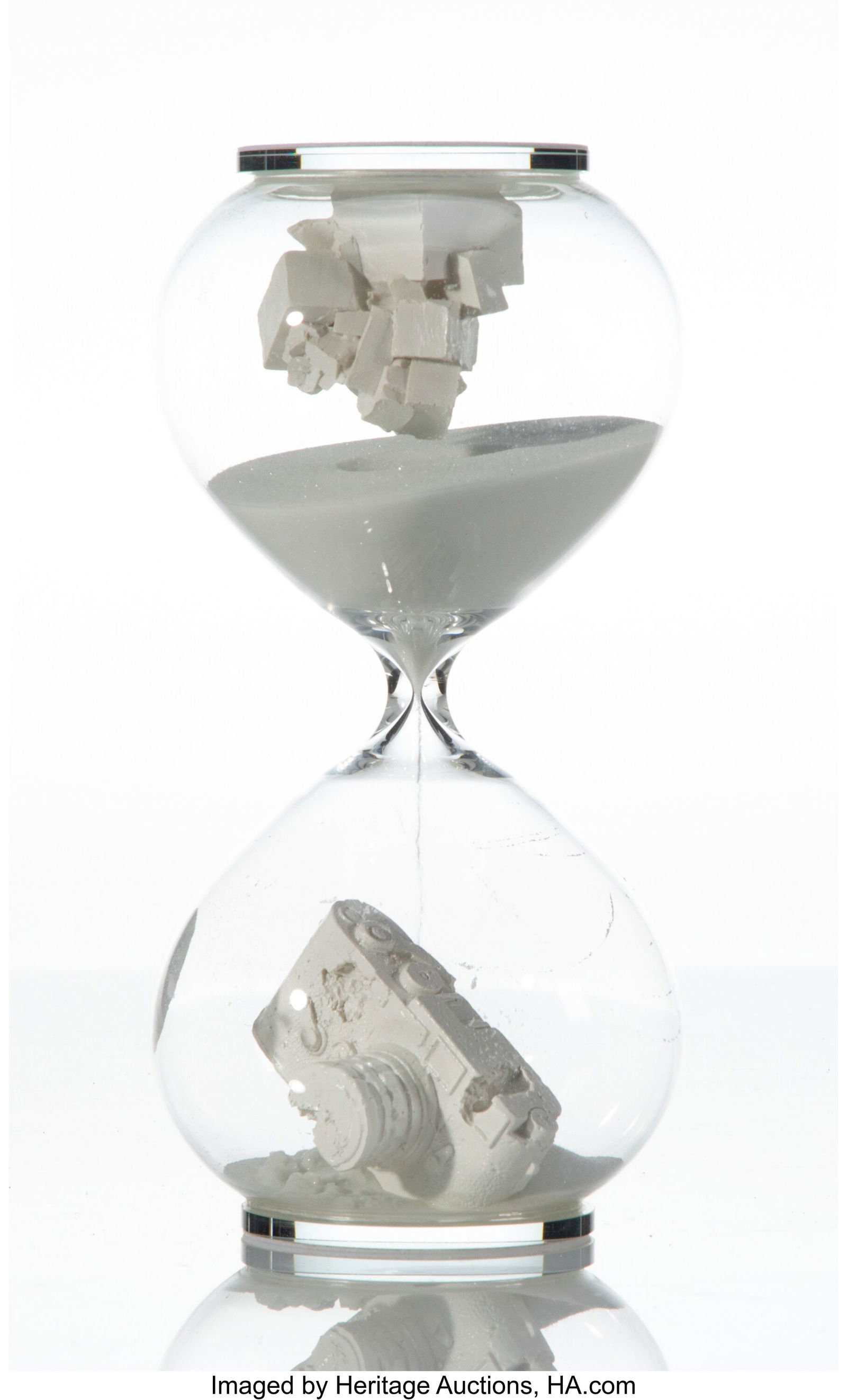 Daniel Arsham (b. 1980) Hourglass (White), 2018: Daniel Arsham (b. 1980) Hourglass (White), 2018 Glass, sand, and resin 9-3/4 x 4-1/2 x 4-1/2 inches (24.8 x 11.4 x 11&period