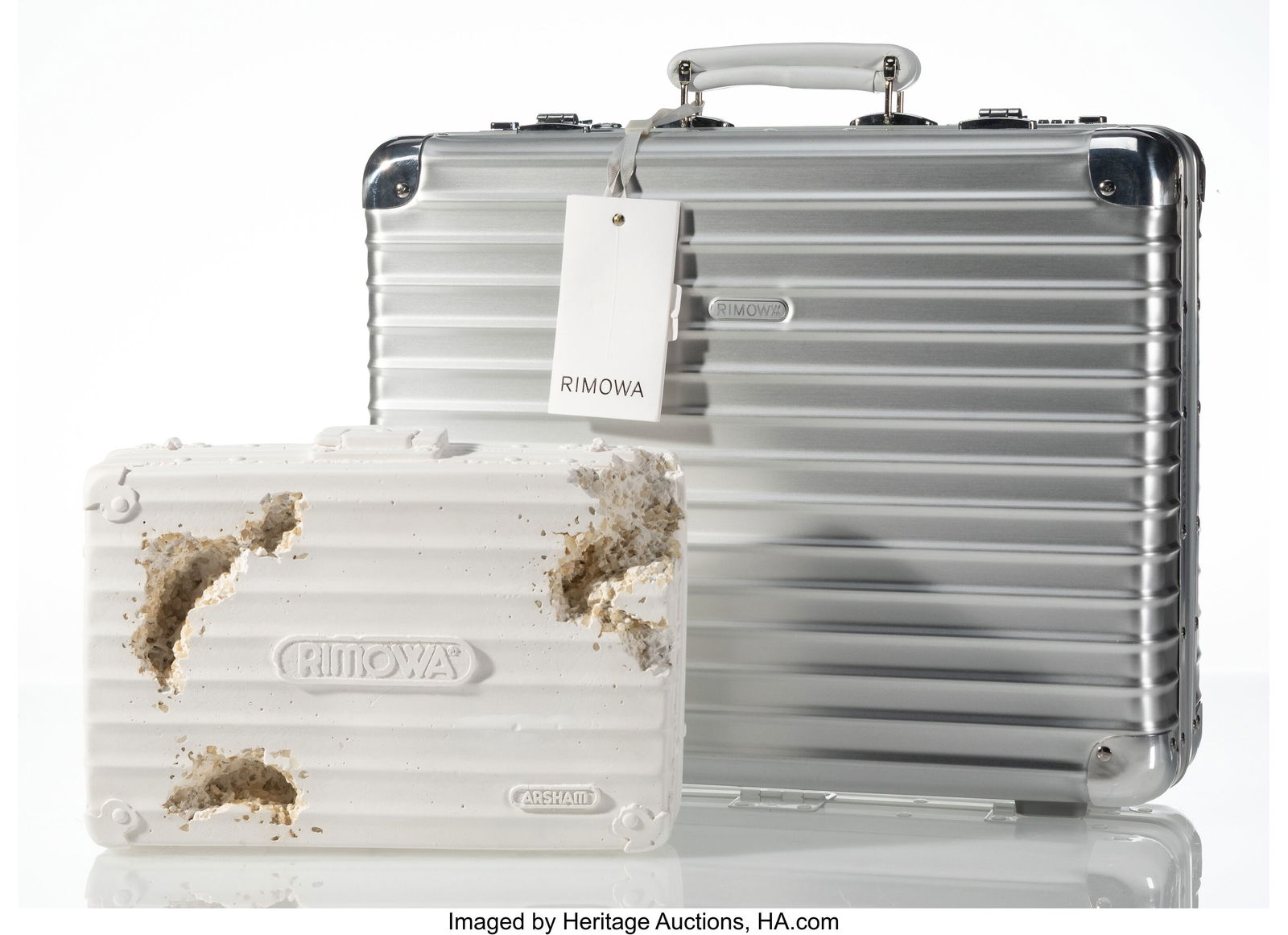 Daniel Arsham X RIMOWA RIMOWA Attache, 2019 Hydr: Daniel Arsham X RIMOWA RIMOWA Attache, 2019 Hydrostone and quartz crystals in aluminum briefcase 14-1/2 x 18 x 5-3/4 inches (36.8 x 45.7 x 14.6 cm) (b
