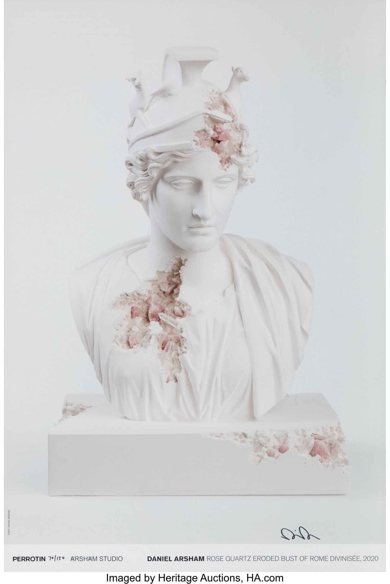 Daniel Arsham (b. 1980) Rose Quartz Eroded Bust (1 of 1)