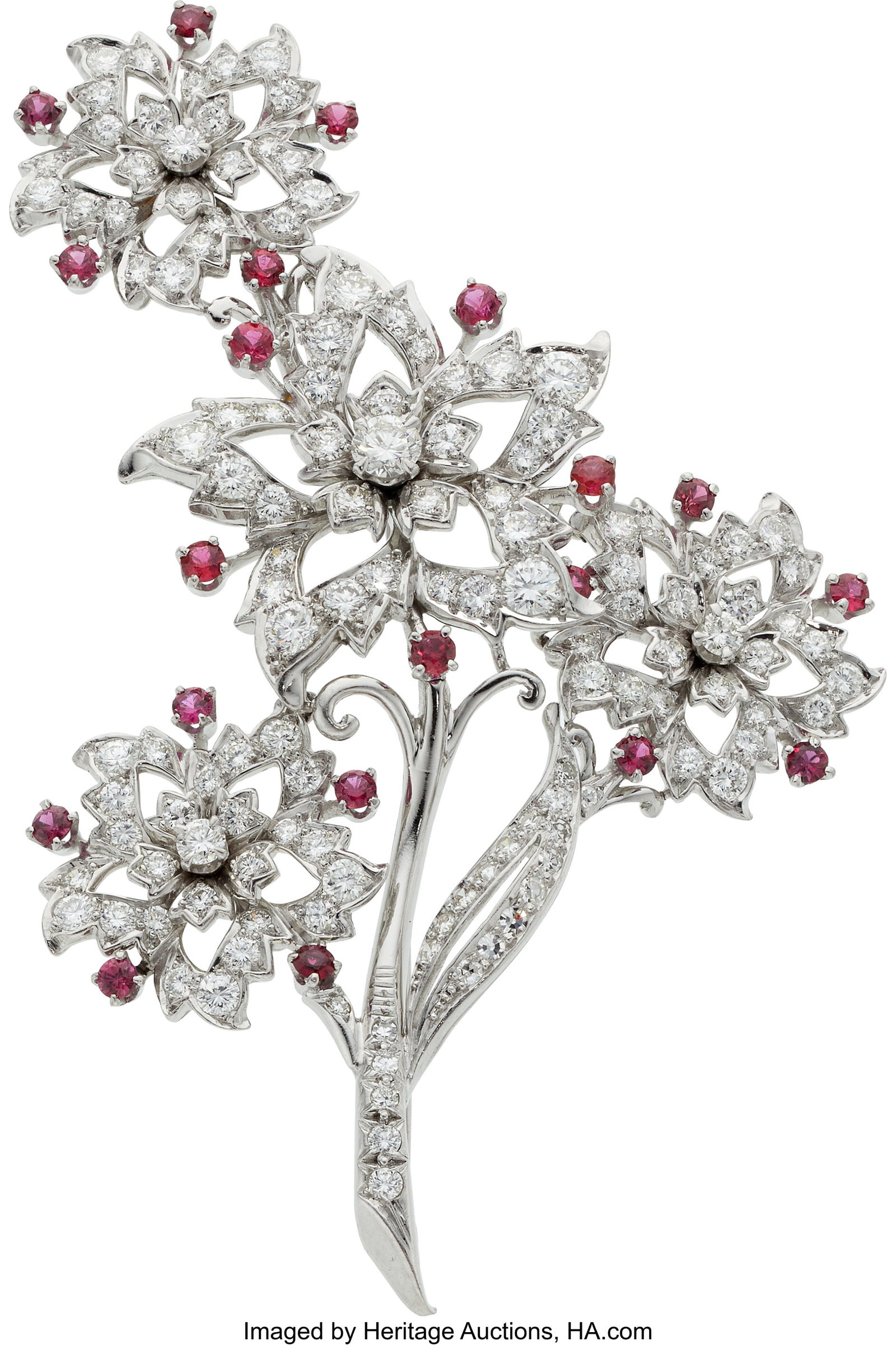 Diamond, Ruby, Platinum, White Gold Brooch Ston (1 of 1)