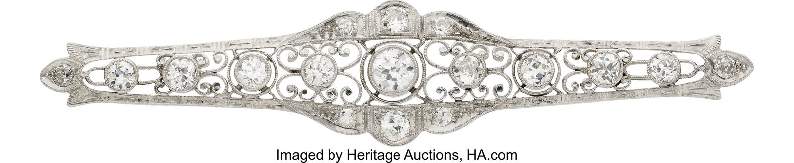 Art Deco Diamond, Platinum, White Gold Brooch S (1 of 1)