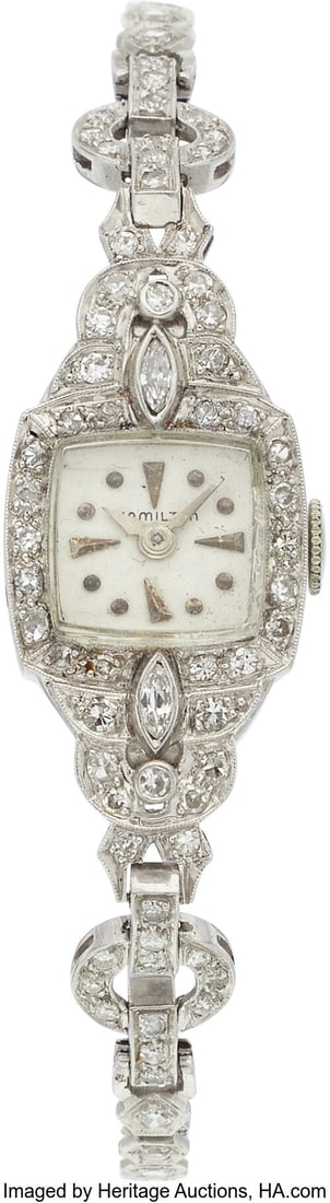 Hamilton Art Deco Diamond, Platinum Watch Case (1 of 1)