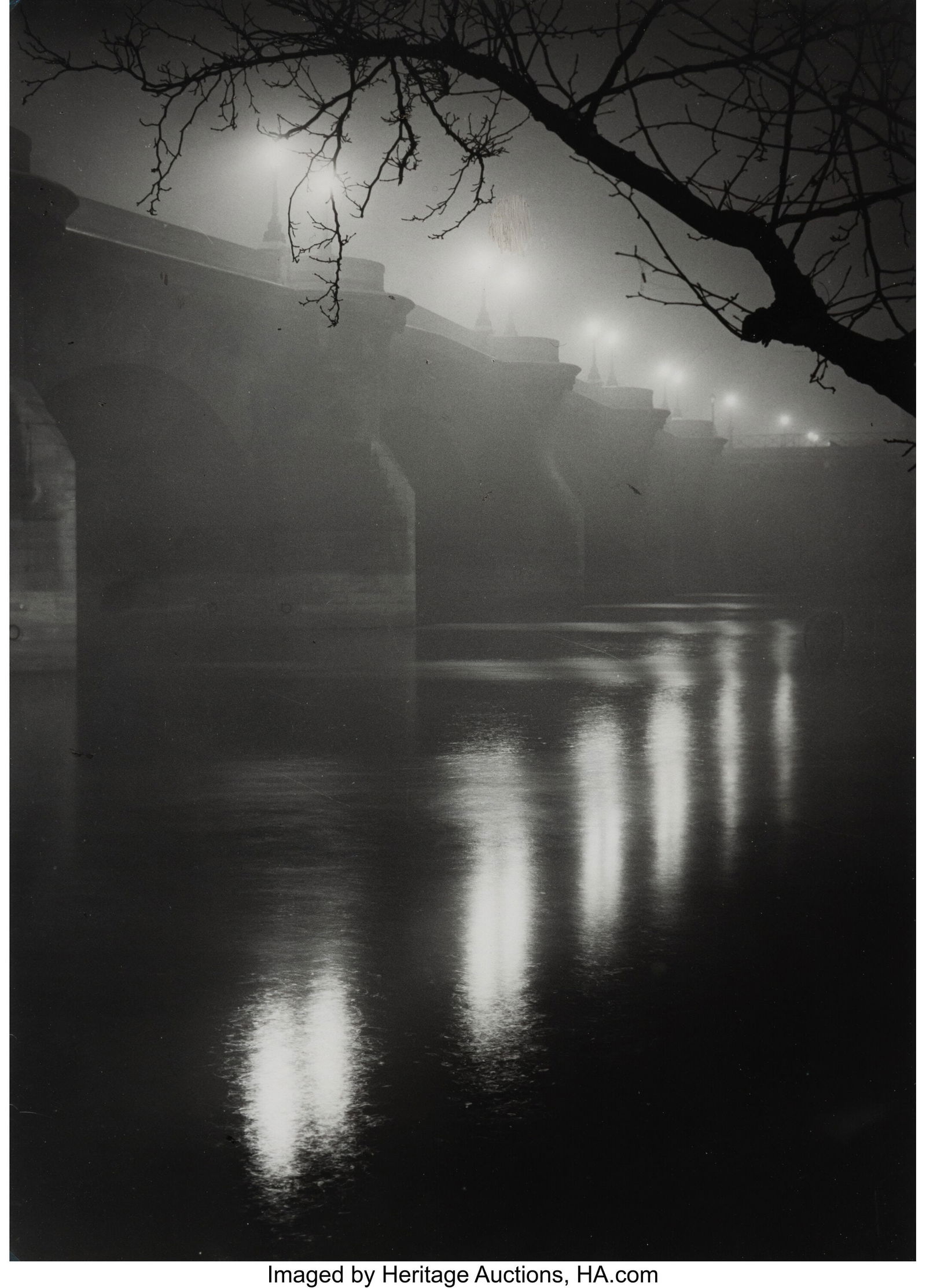 Brassaï (French, 1899-1984) Paysage d'Hiver sur: Brassaï (French, 1899-1984) Paysage d'Hiver sur les Quais de la Seine, 1937 Gelatin silver print, ferrotyped, printed later 11-3/4 x 8-3/4 inches (2