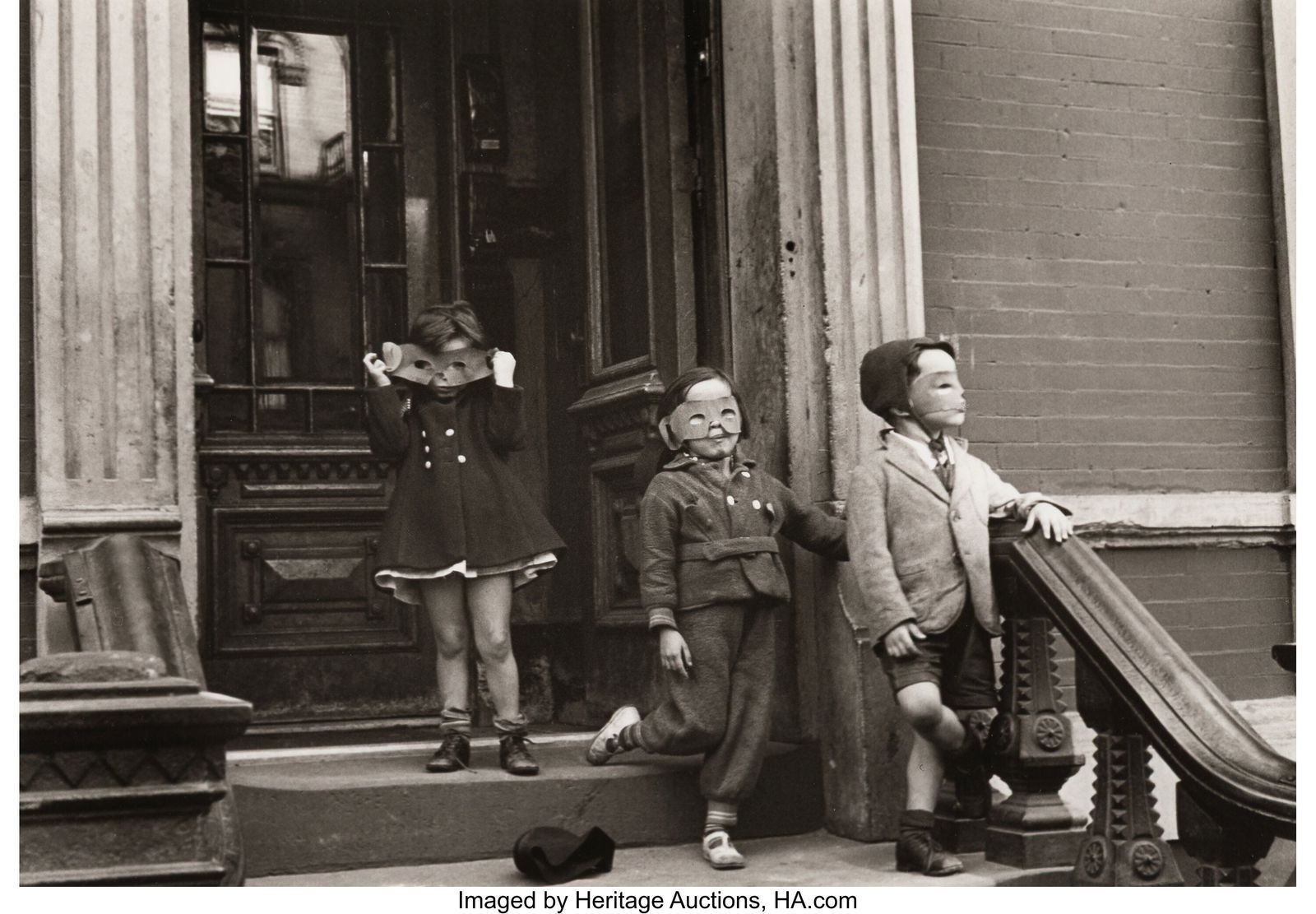 Helen Levitt (American, 1913-2009) New York (Chi: Helen Levitt (American, 1913-2009) New York (Children with Masks), circa 1940 Gelatin silver print, printed later 8-1/2 x 12 inches (21.6 x 30&per