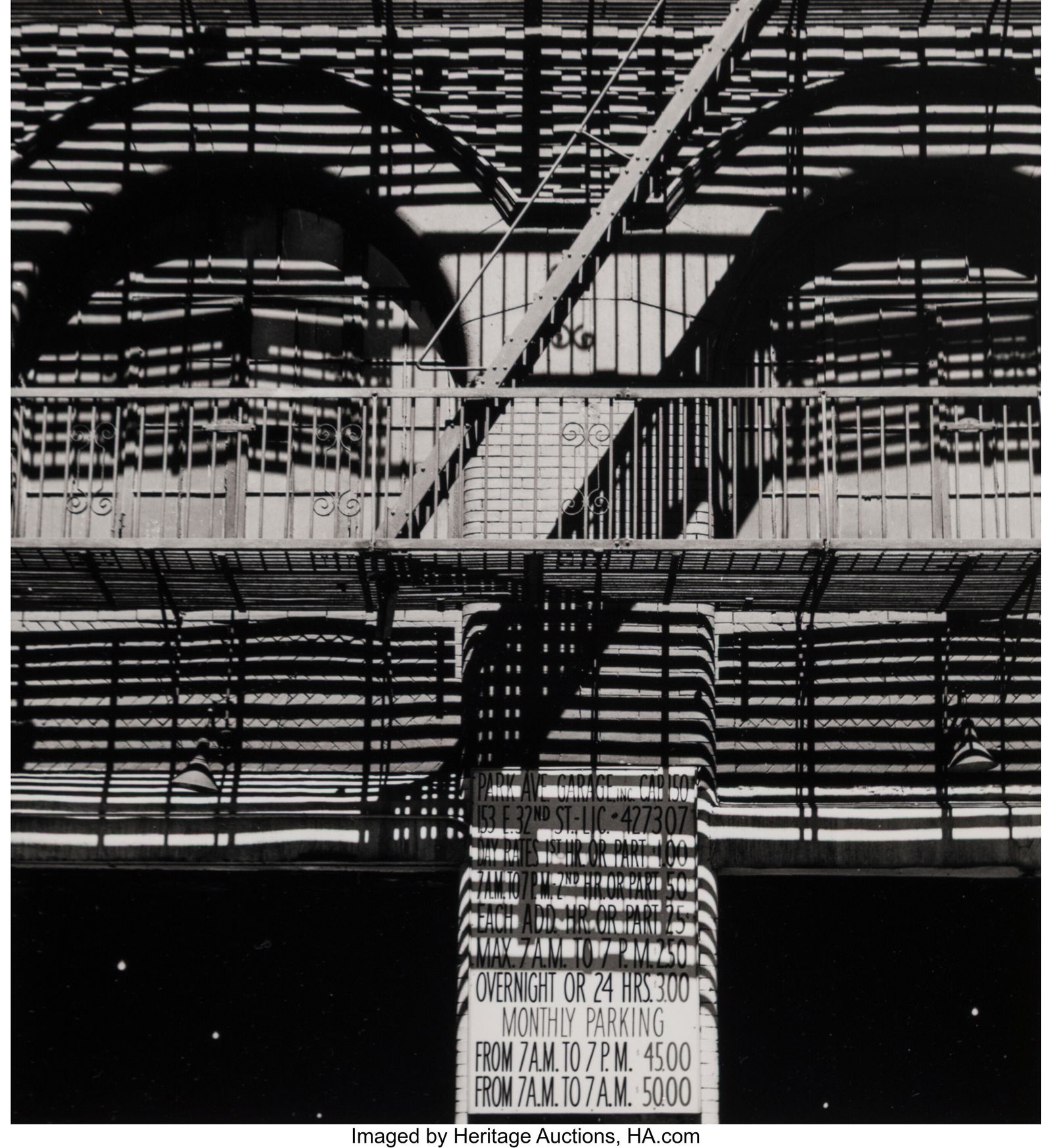 Ralph Steiner (American, 1899-1986) Park Avenue: Ralph Steiner (American, 1899-1986) Park Avenue Garage, 1965 Gelatin silver print, printed 1980 8-1/4 x 7-1/2 inches (21.0 x 19.1 cm) (