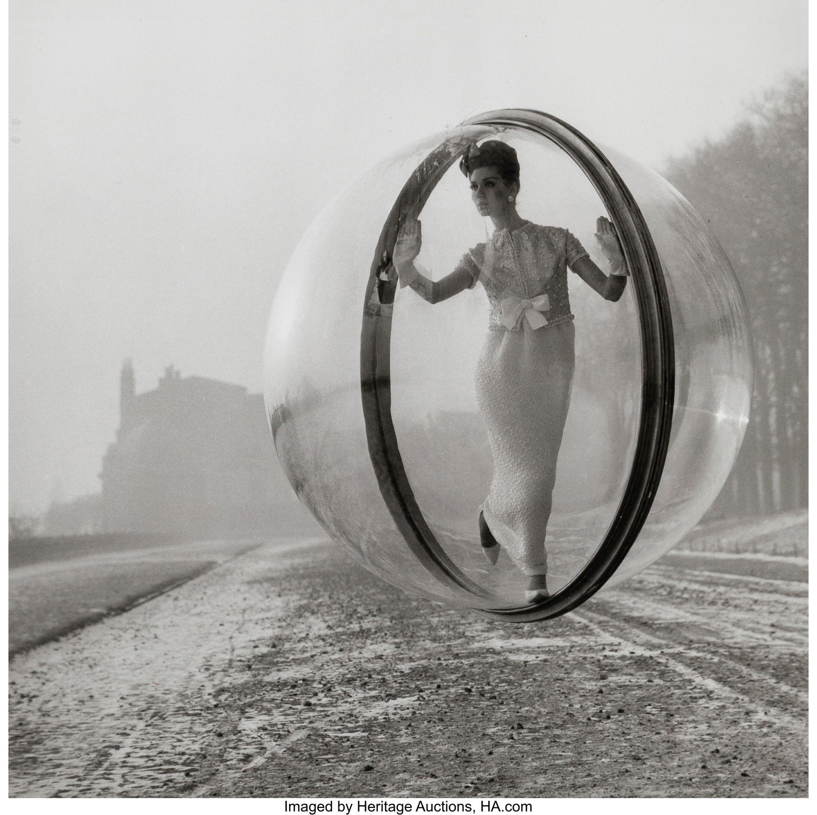 Melvin Sokolsky (American, 1933-2022) After Delv: Melvin Sokolsky (American, 1933-2022) After Delvaux, Paris, 1963 Gelatin silver print, printed later 8-5/8 x 8-5/8 inches (21.9 x 21.9 cm&r