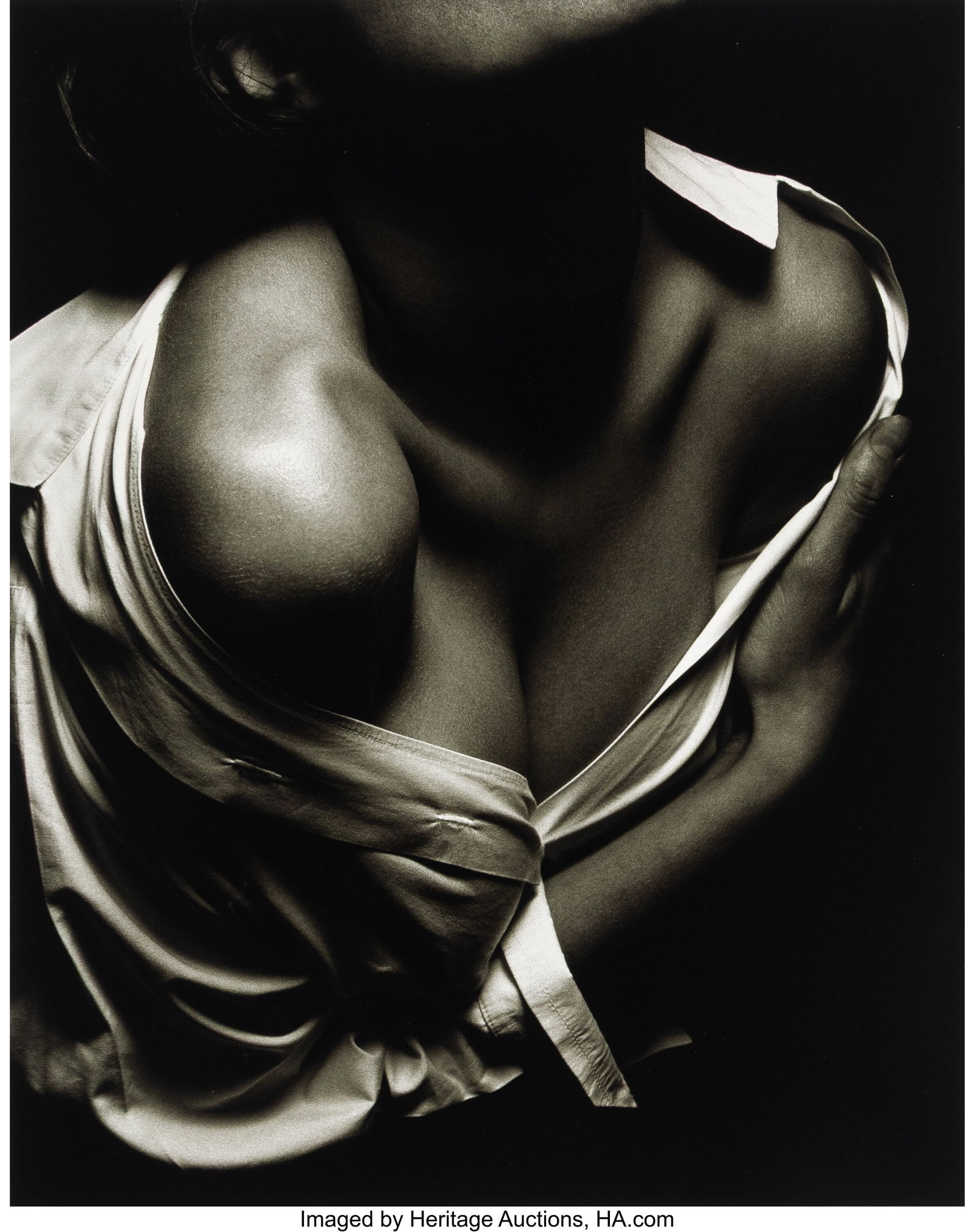 Albert Watson (Scottish, b. 1942) Charlotte in P: Albert Watson (Scottish, b. 1942) Charlotte in Prada Blouse, Milan, 1989 Oversized digital pigment print, printed later 24 x 18-3/4 inches (61.