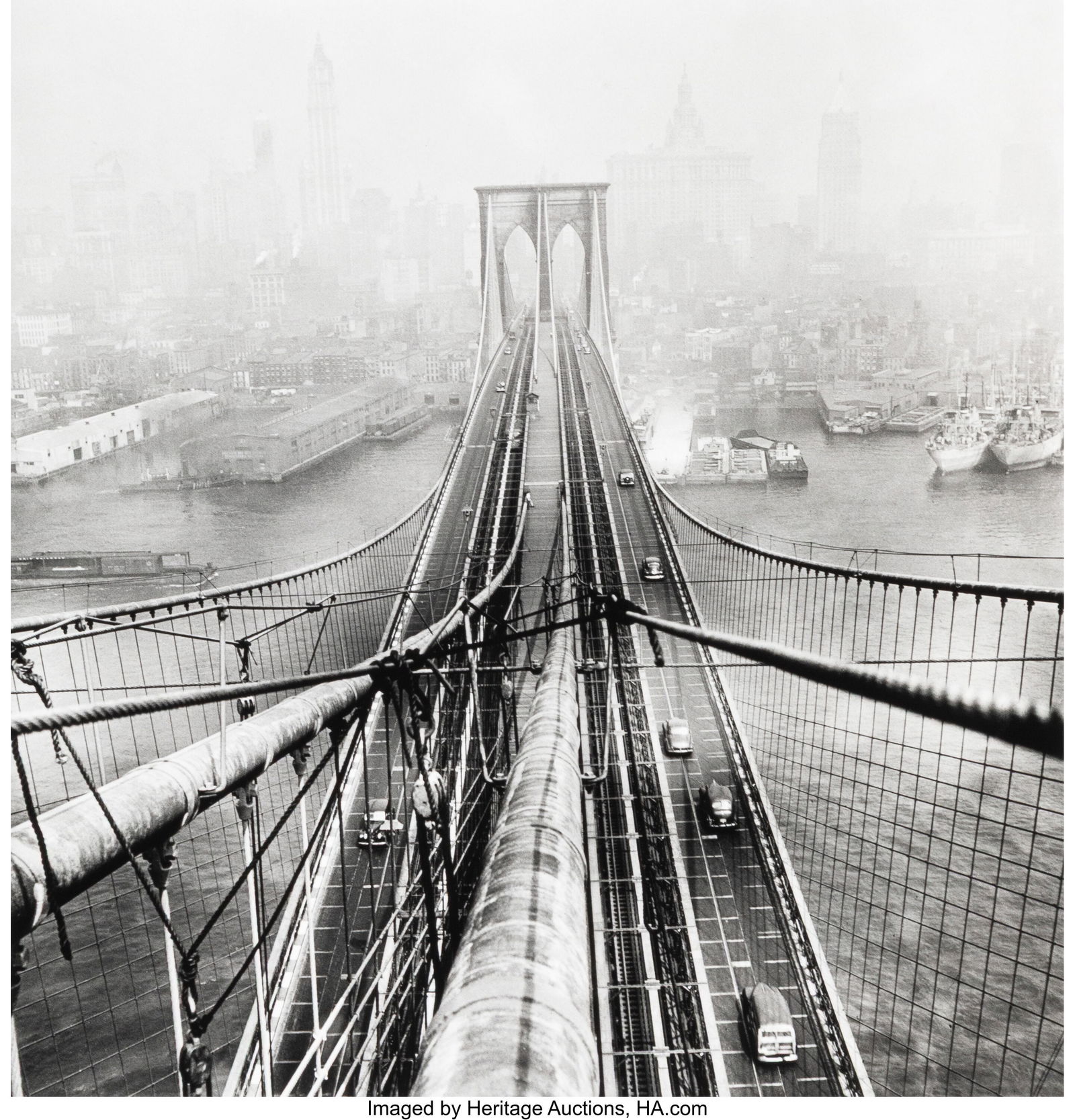 Arthur Leipzig (American, 1918-2014) Brooklyn Br: Arthur Leipzig (American, 1918-2014) Brooklyn Bridge, 1946 Gelatin silver print, printed later 11 x 10-1/4 inches (27.9 x 26.0 cm) (image&r