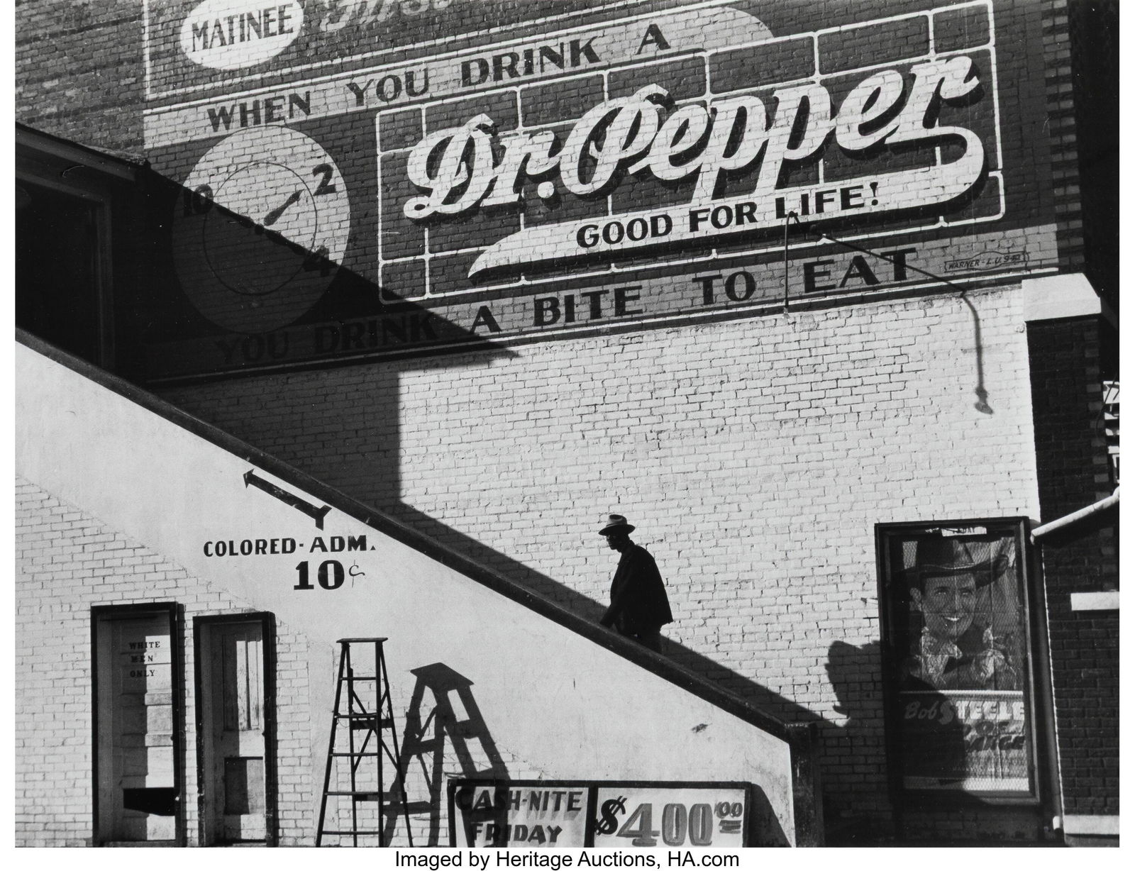 Marion Post Wolcott (American, 1910-1990) Black: Marion Post Wolcott (American, 1910-1990) Black Entering Movie Theater by Outside Stairway (Colored Entrance), Belzoni, Mississippi, 1939 Gelatin silver pri