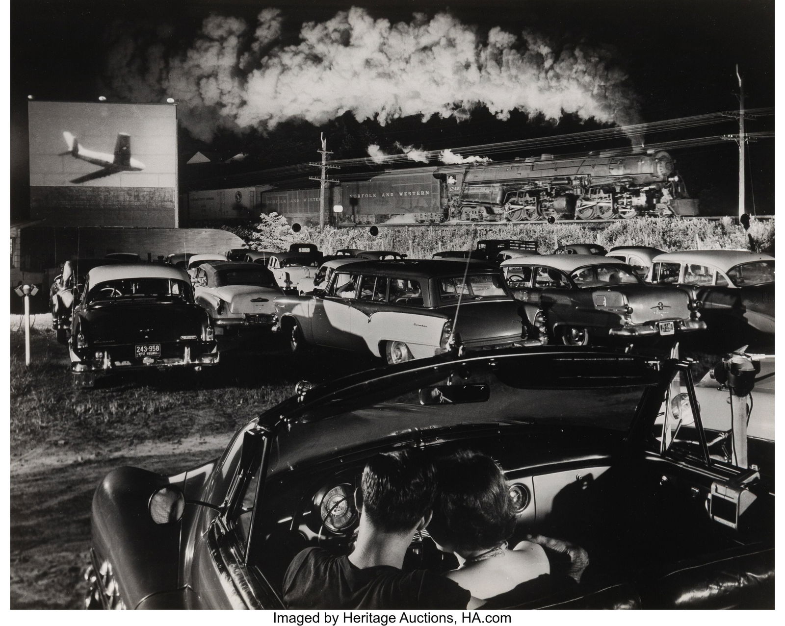 O. Winston Link (American, 1914-2001) Hotshot Ea: O. Winston Link (American, 1914-2001) Hotshot Eastbound, Iaeger Drive-in, Iaeger, West Virginia, 1957 Gelatin silver print, printed 1988 15-1/2