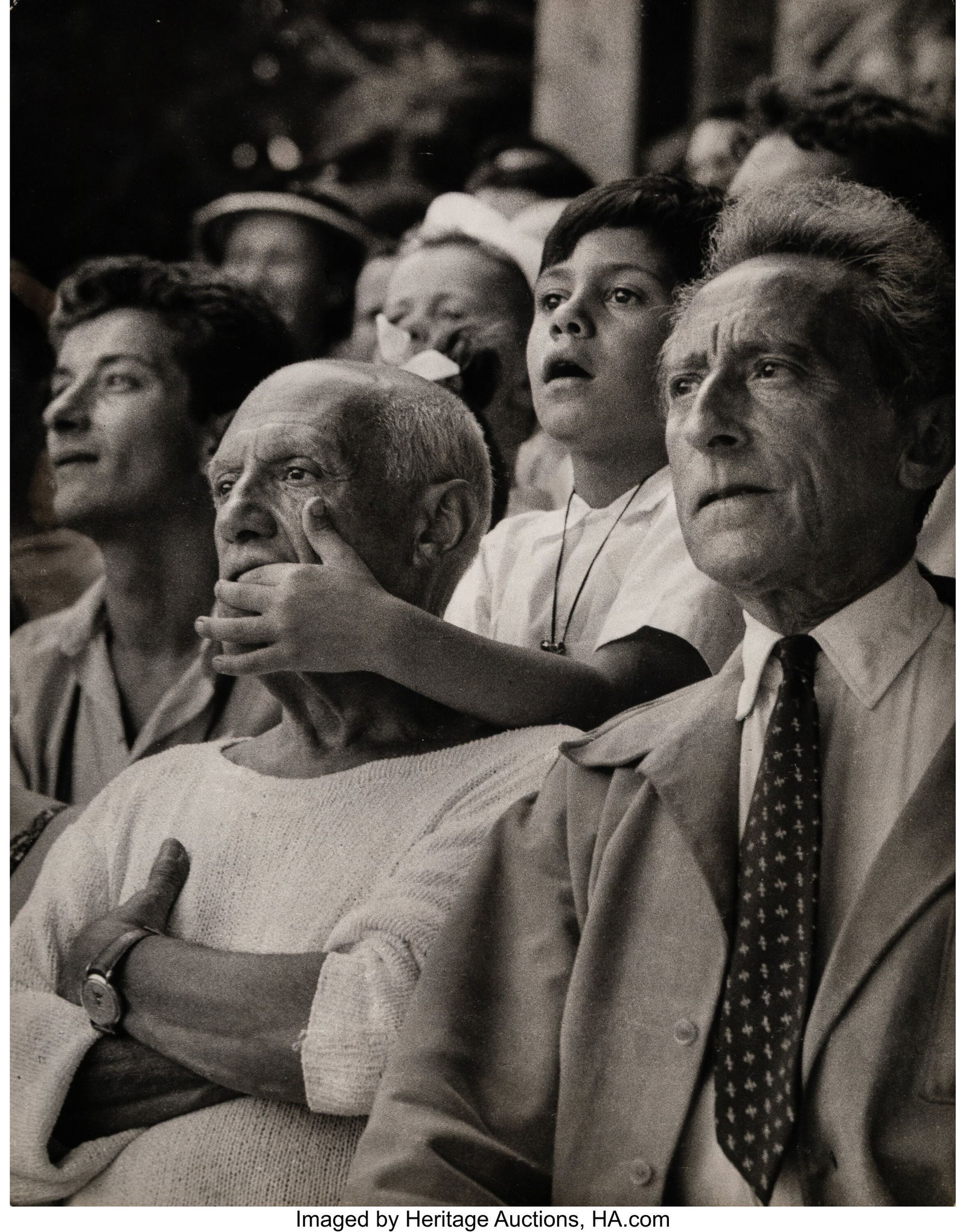 Brian Brake (New Zealander, 1927-1988) Pablo Pic: Brian Brake (New Zealander, 1927-1988) Pablo Picasso, Son Claude and Jean Cocteau at a Bullfight, Vallauris, France, 1955 Gelatin silver print 19-1/2 x 15-1