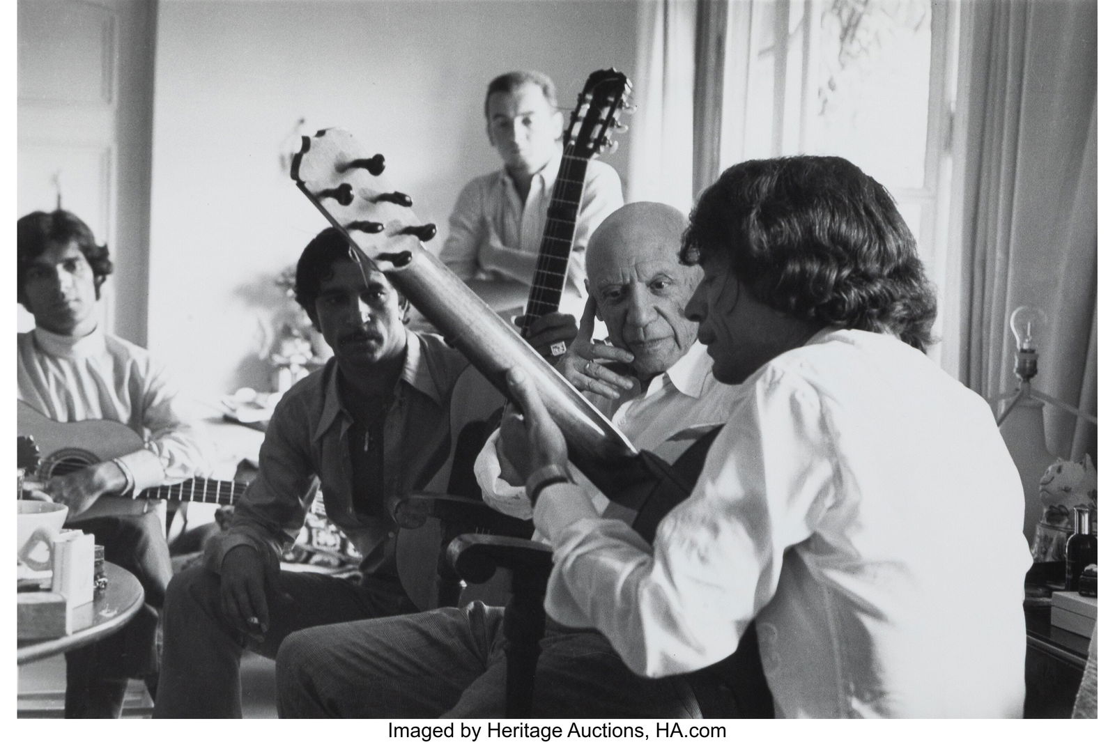 Lucien Clergue (French, 1934-2014) Picasso and M: Lucien Clergue (French, 1934-2014) Picasso and Manitas de Plata, 1968 Gelatin silver print, printed 1981 9-1/4 x 14-1/8 inches (23.5 x 35.9 cm&rp