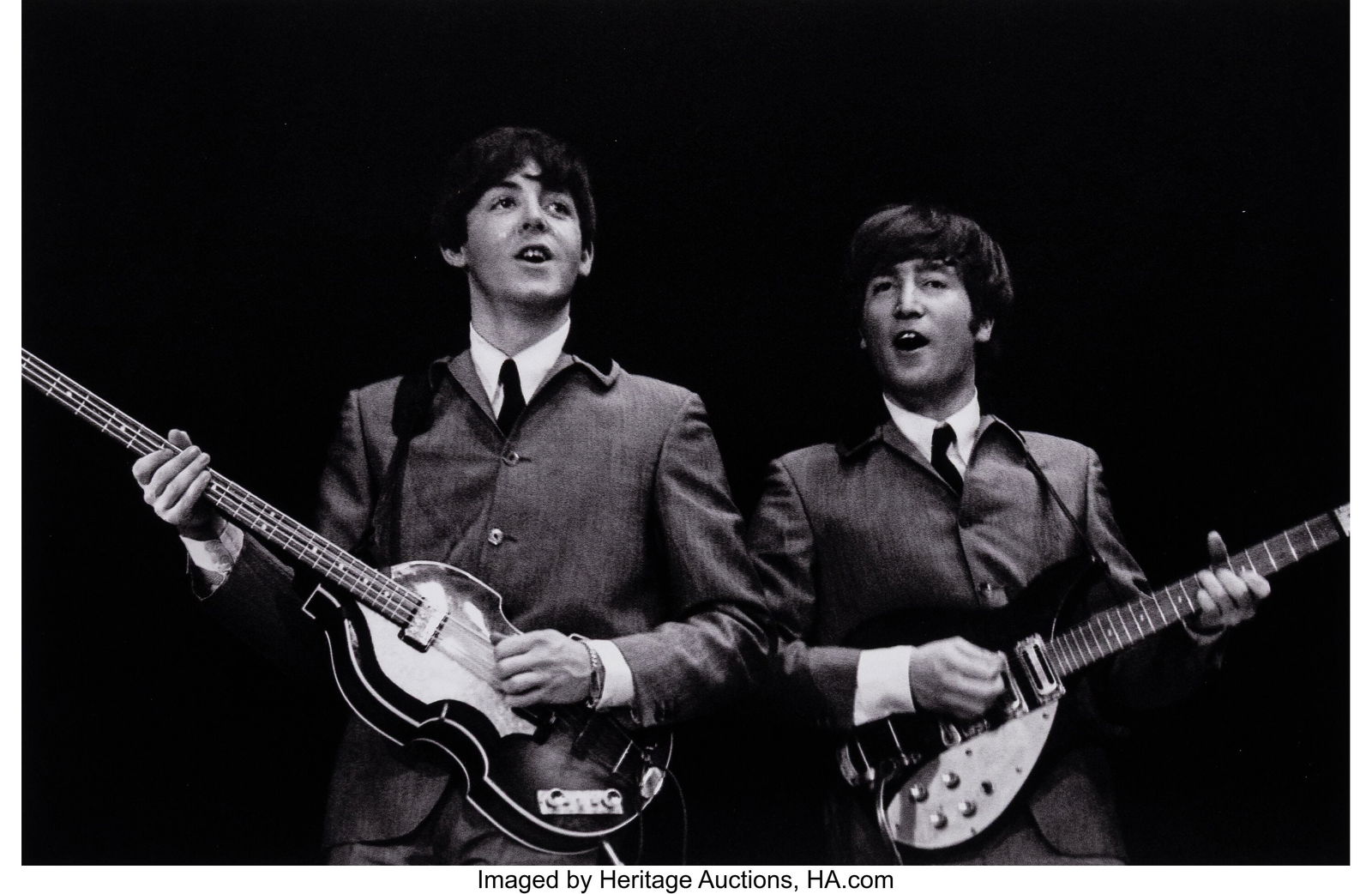 Mike Mitchell (American, b. 1946) John Lennon an: Mike Mitchell (American, b. 1946) John Lennon and Paul McCartney at the First US Concert Tour, 1964 Digital pigment print, printed later 13-1/8 x 20 inches &lpar