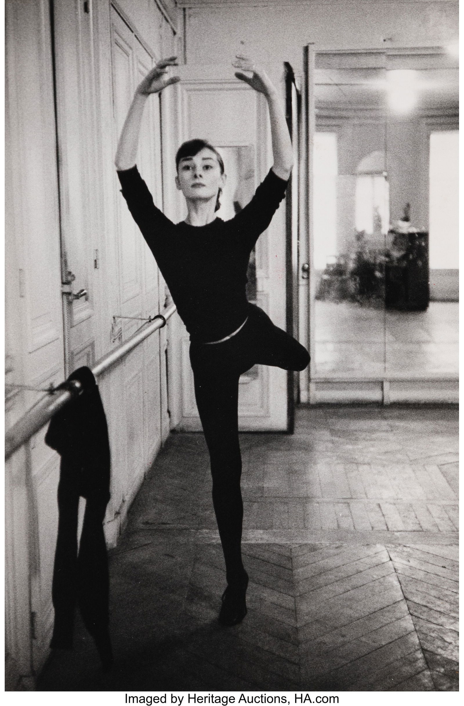 David 'Chim' Seymour (Polish, 1911-1956) Audrey: David 'Chim' Seymour (Polish, 1911-1956) Audrey Hepburn Rehearsing for "Funny face", 1956 Gelatin silver print, printed later 11-1/2 x 7-3/4 inches (29.