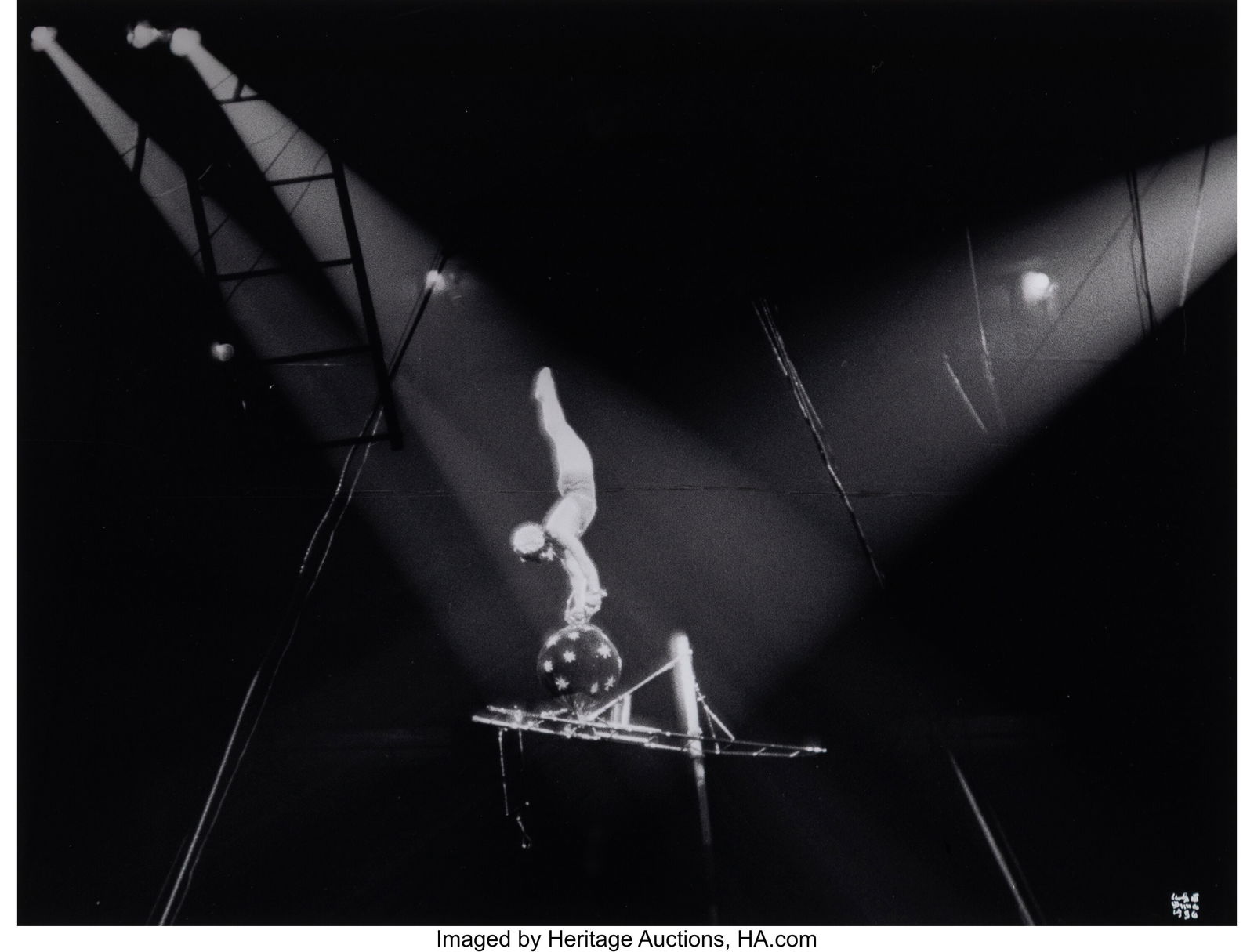 Ilse Bing (German/American, 1899-1998) Acrobat o: Ilse Bing (German/American, 1899-1998) Acrobat on Black Ball, 1936 Gelatin silver print, printed later 9-1/2 x 12-1/2 inches (24.1 x 31.8 cm&