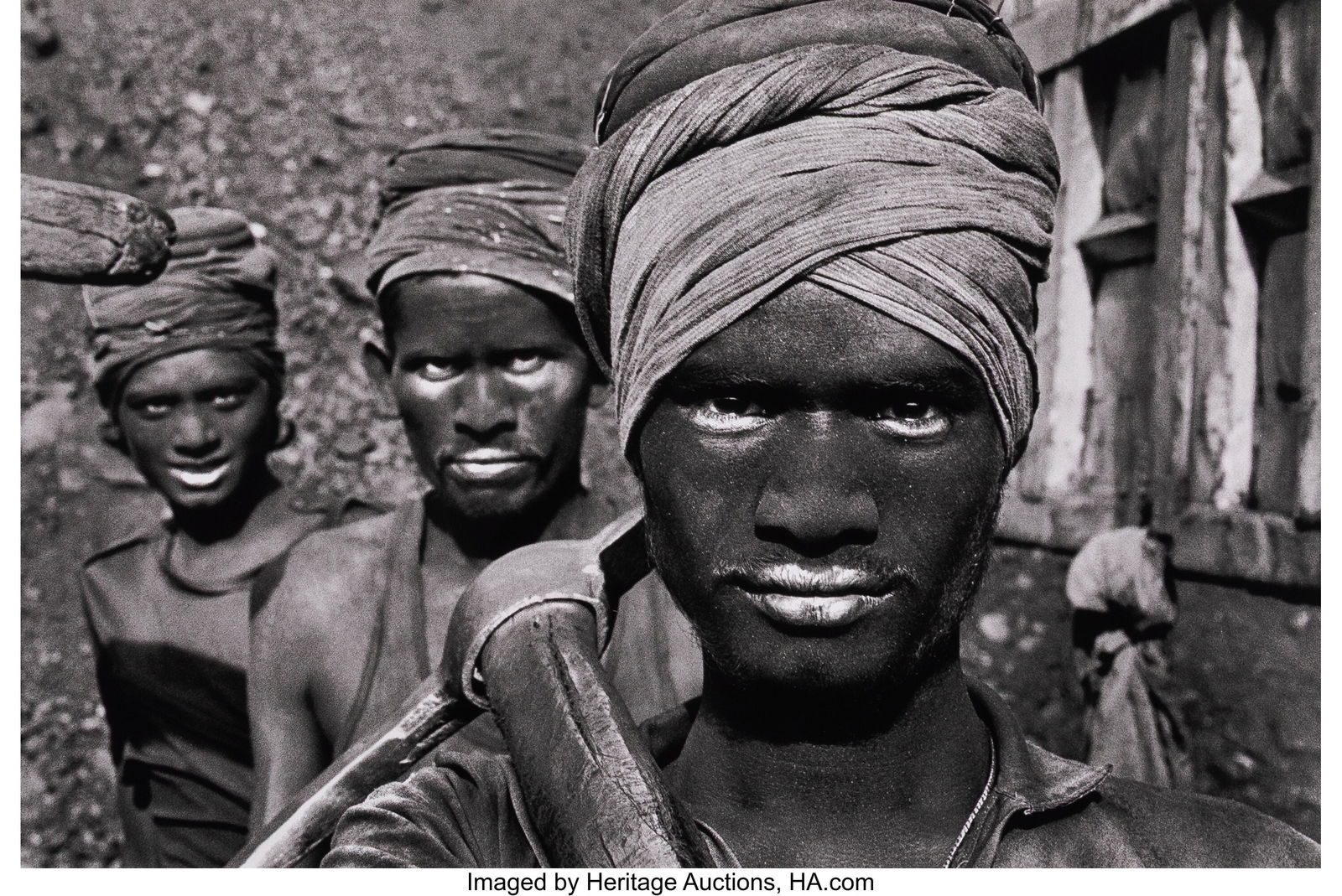 Sebastiao Salgado (Brazilian, 1944-2025) Three C: Sebastiao Salgado (Brazilian, 1944-2025) Three Coal Miners, Dhanbad, Bihar State, India, 1989 Gelatin silver print 14-1/4 x 21-3/8 inches (36&perio