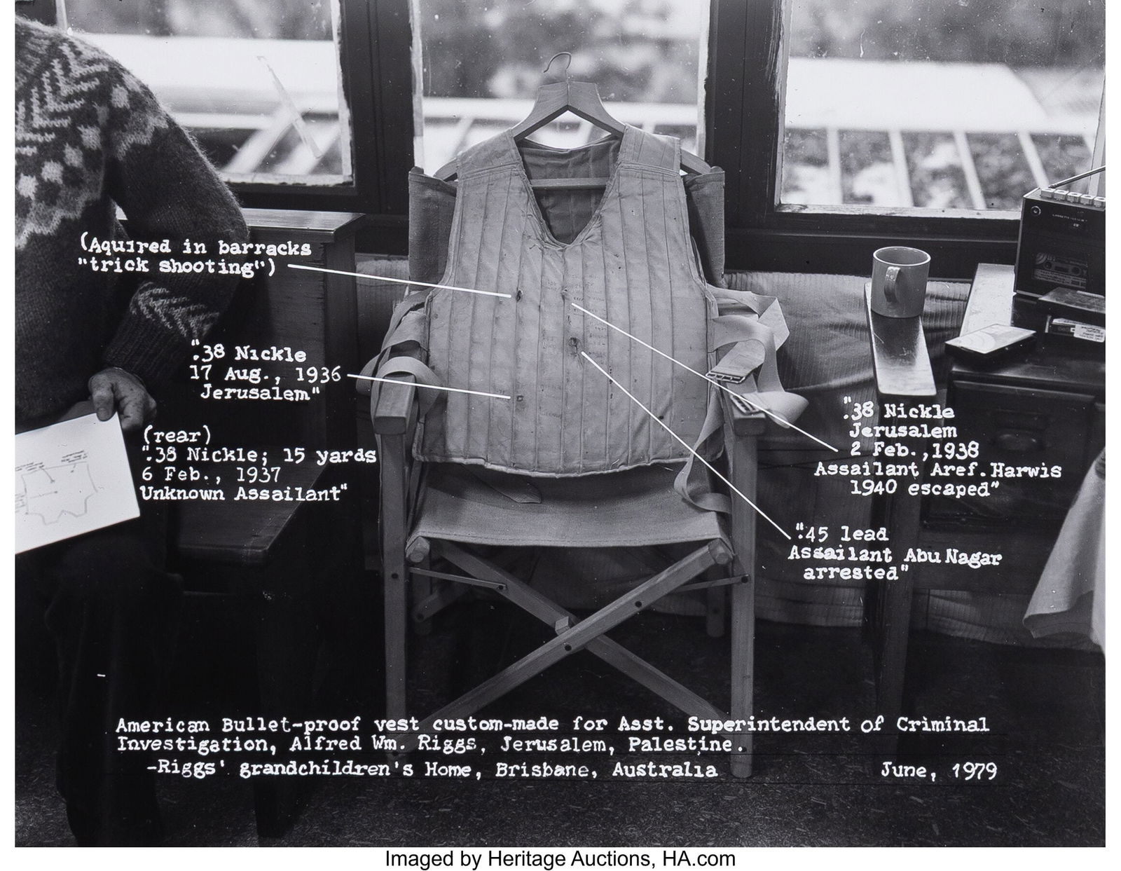Robert H. Cumming (American, 1943-2021) American: Robert H. Cumming (American, 1943-2021) American bullet-proof vest custom-made for Asst. Superintendent of Criminal Investigation, Alfred Wm. Riggs, Je