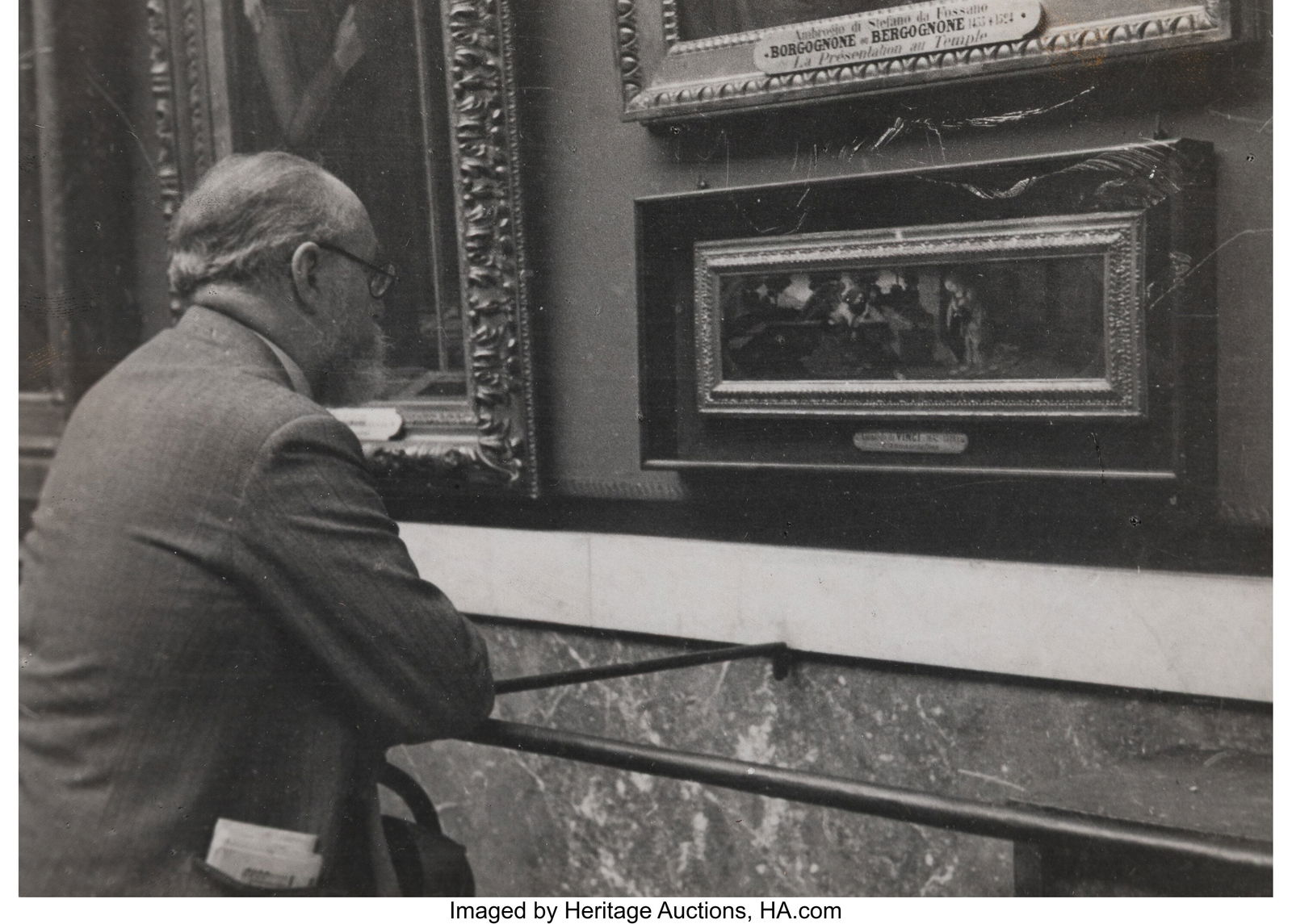 Pierre Matisse (French/American, 1900-1989) Henr: Pierre Matisse (French/American, 1900-1989) Henri Matisse Studying Old Masters, Louvre, Paris, 1932 Gelatin silver print, printed later 4-3/4 x 6-5/