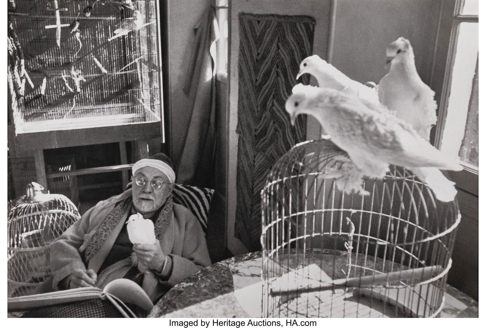 Henri Cartier-Bresson (French, 1908-2004) Henri: Henri Cartier-Bresson (French, 1908-2004) Henri Matisse with Doves, Villa Le Rêve, Vence, 1944 Gelatin silver print, printed later 8 x 12 inches (20&