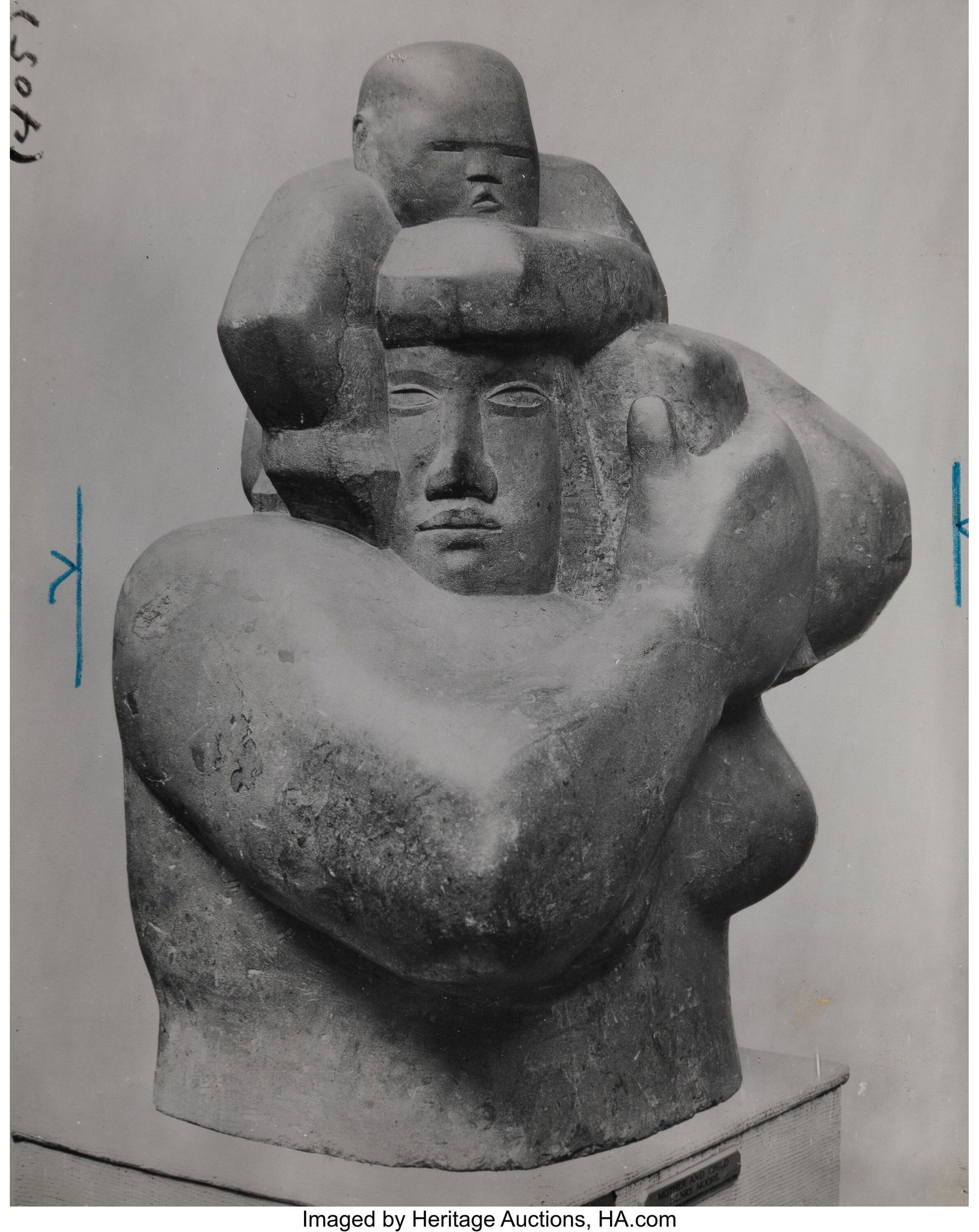 Henry Moore (British, 1898-1986) "Mother and Chi: Henry Moore (British, 1898-1986) "Mother and Child", Horoton Stone, Manchester Art Gallery, 1925 Gelatin silver print, printed 1950s 7 x 5-1/2 inches (