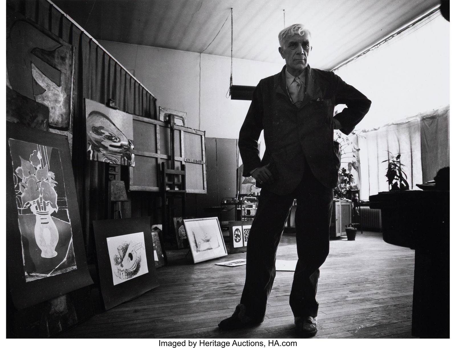 Robert Doisneau (French, 1912-1994) Georges Braq: Robert Doisneau (French, 1912-1994) Georges Braque dans Son Atelier, rue du Douanier, Paris, 1953 Gelatin silver print, printed January 1978 9-1/2 x 12-1&so