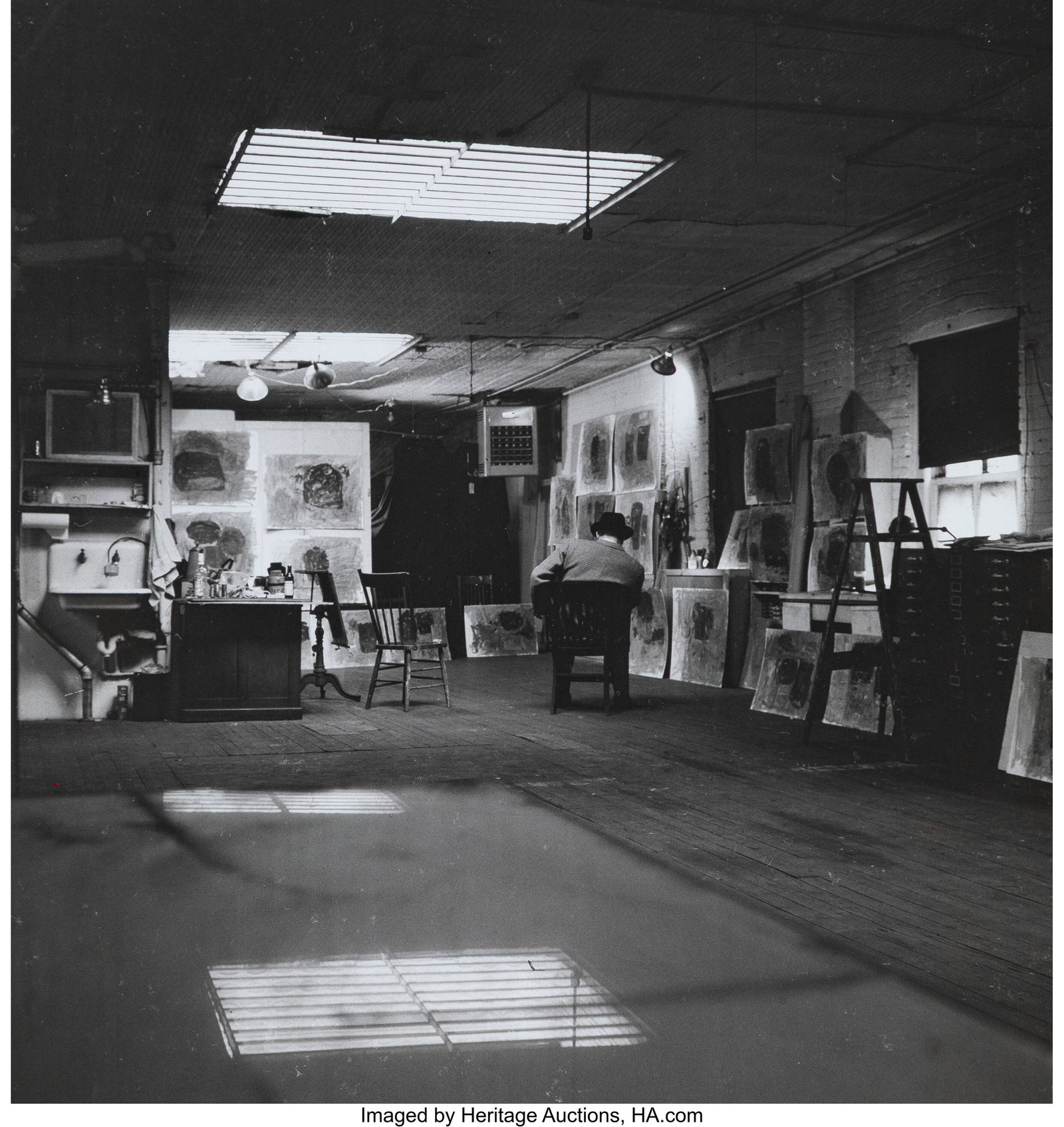Renate Ponsold Motherwell (American, 1935-2023): Renate Ponsold Motherwell (American, 1935-2023) Philip Guston in his Studio, and Louise Nevelson, New York (2 works), 1960s and 1979 Gelatin silver prints E
