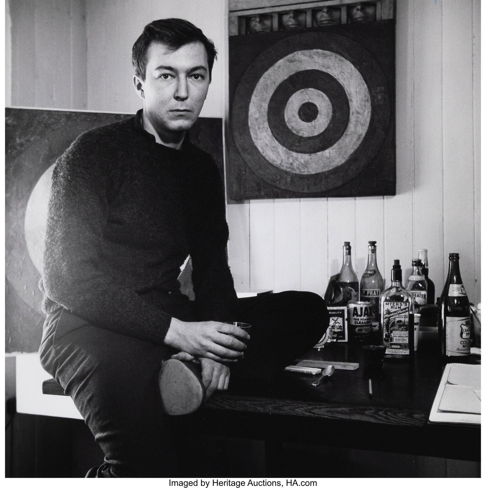Robert Rauschenberg (American, 1925-2008) Jasper: Robert Rauschenberg (American, 1925-2008) Jasper Johns in His Studio, New York City, #11, 1955 Gelatin silver print, printed later 15 x 14-7/8 inches &l