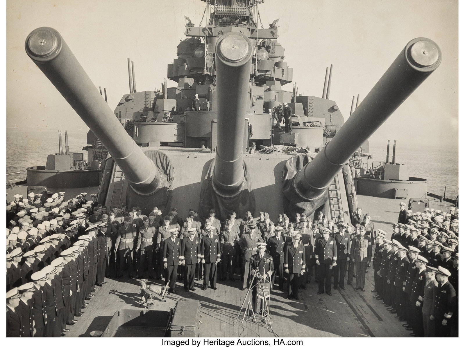 Phil Palmer (American, 1911-1992) Admiral Halsey: Phil Palmer (American, 1911-1992) Admiral Halsey Relinquishing Command of 3rd Fleet, Battleship South Dakota, 1945 Gelatin silver print 11-3/4 x 15 inches (29&peri
