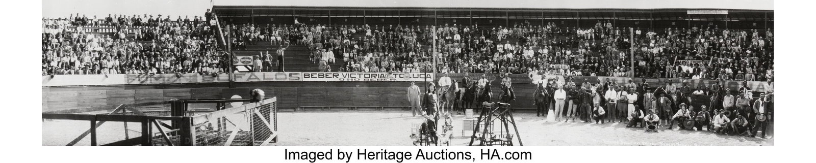 Eugene Omar Goldbeck (American, 1892-1986) Milt: Eugene Omar Goldbeck (American, 1892-1986) Milt Hinkle's Bull Fight and Rodeo, Piedras Negras, Mexico, 1930s Gelatin silver print, printed later 7 x 34 inches &