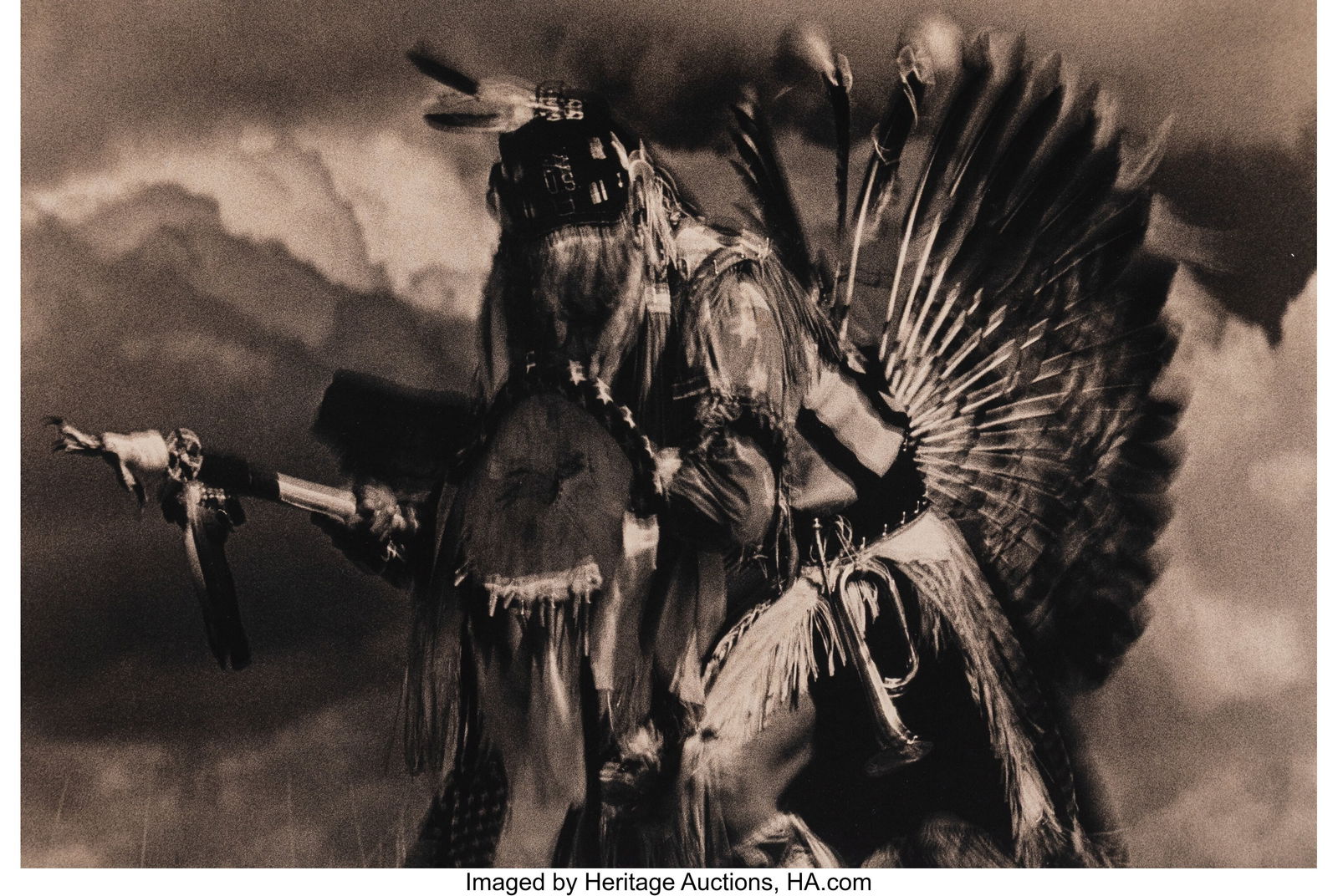 David Michael Kennedy (American, b. 1950) Lakota: David Michael Kennedy (American, b. 1950) Lakota Warrior Dancer, and Encampment Porcupine, South Dakota (2 works), circa 2000 Platinum Palladium prin