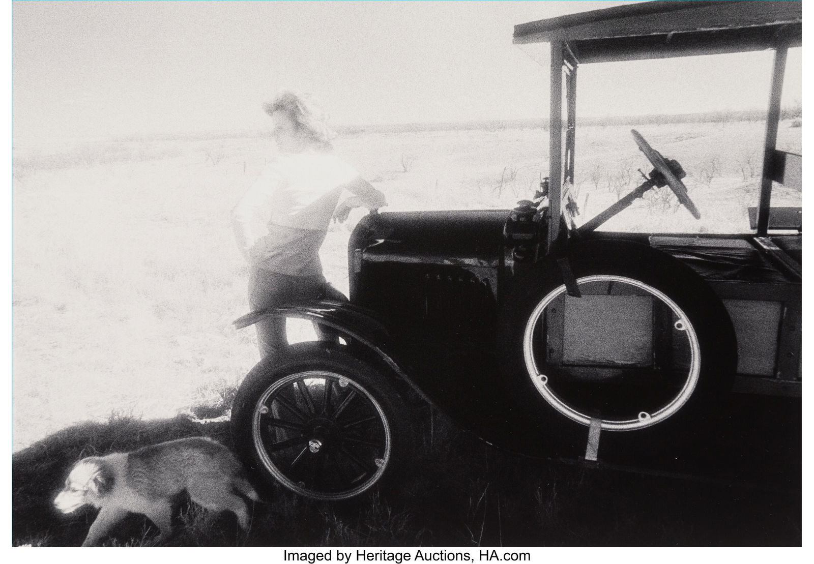 Chris Regas (American, 20th/21st Century) Possib: Chris Regas (American, 20th/21st Century) Possibility (A Girl, a Dog, and a Car), 1985 Gelatin silver print 8-1/2 x 12-1/4 inches (21&perio