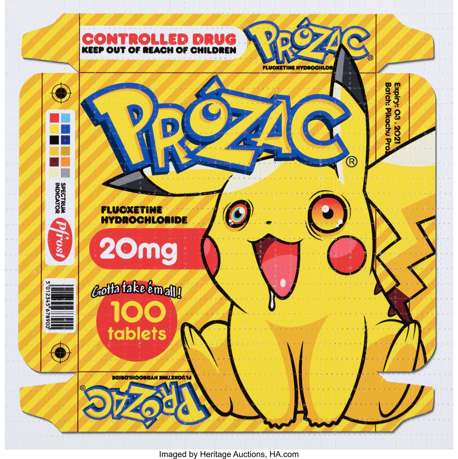 Ben Frost (b. 1975) Gotta Take 'Em All, 2021 Arc: Ben Frost (b. 1975) Gotta Take 'Em All, 2021 Archival pigment print in colors on perforated blotter paper 7-1/2 x 7-1/2 inches (19.1 x 19.1 cm) &