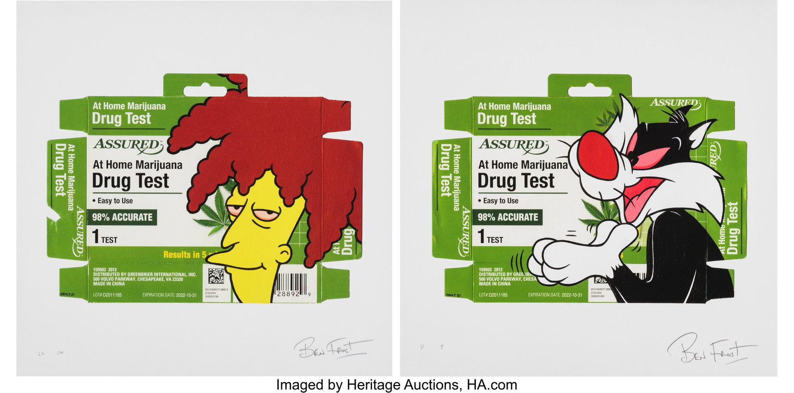 Ben Frost (b. 1975) Meeowie Wowie; Sideshow Buzz: Ben Frost (b. 1975) Meeowie Wowie; Sideshow Buzz (two works), 2021 Archival pigment prints in colors on Somerset Hot Press Fine Art paper 11-5/8 x 11-5/8