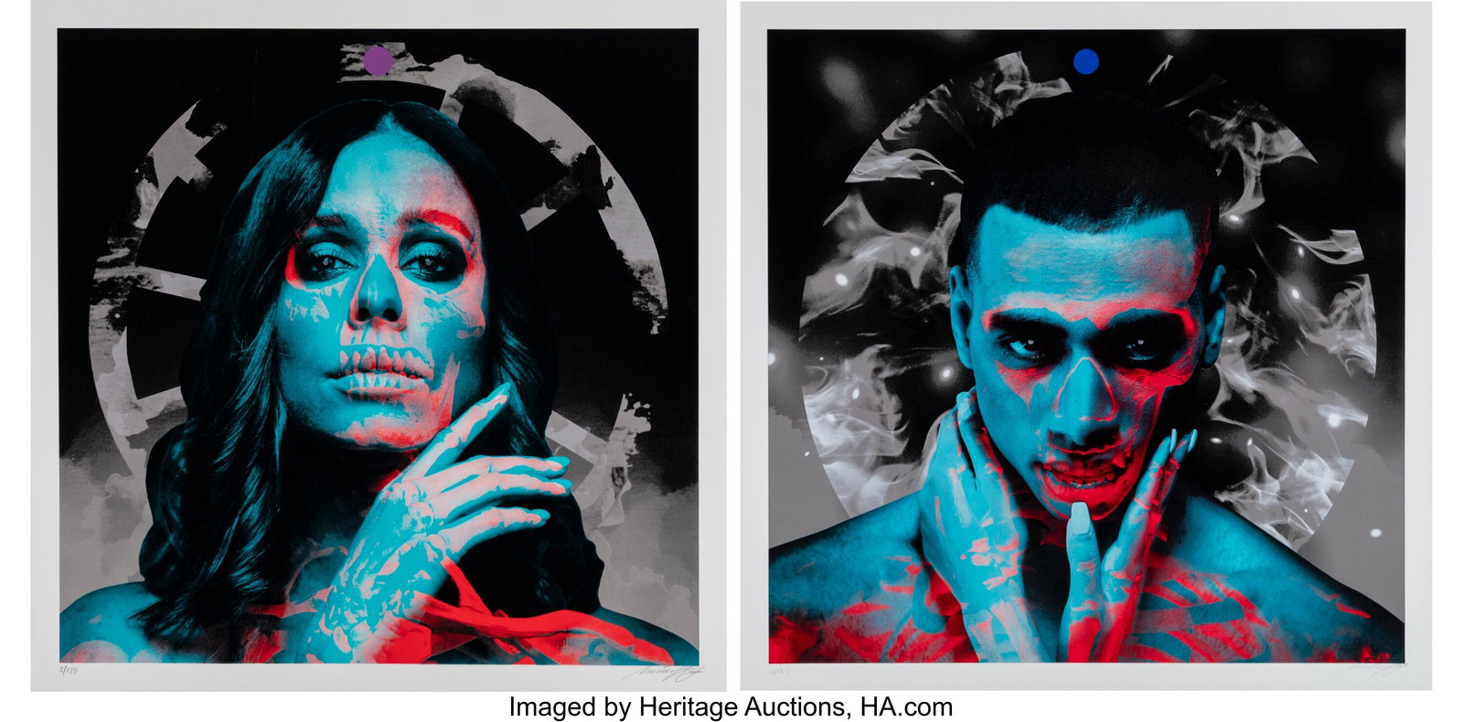 Insane51 (b. 1992) Pride; Lust (two works), 2021: Insane51 (b. 1992) Pride; Lust (two works), 2021 Screenprint with spot varnish on satin paper 23-1/2 x 23-1/2 inches (59.7 x 59.7 cm&rp