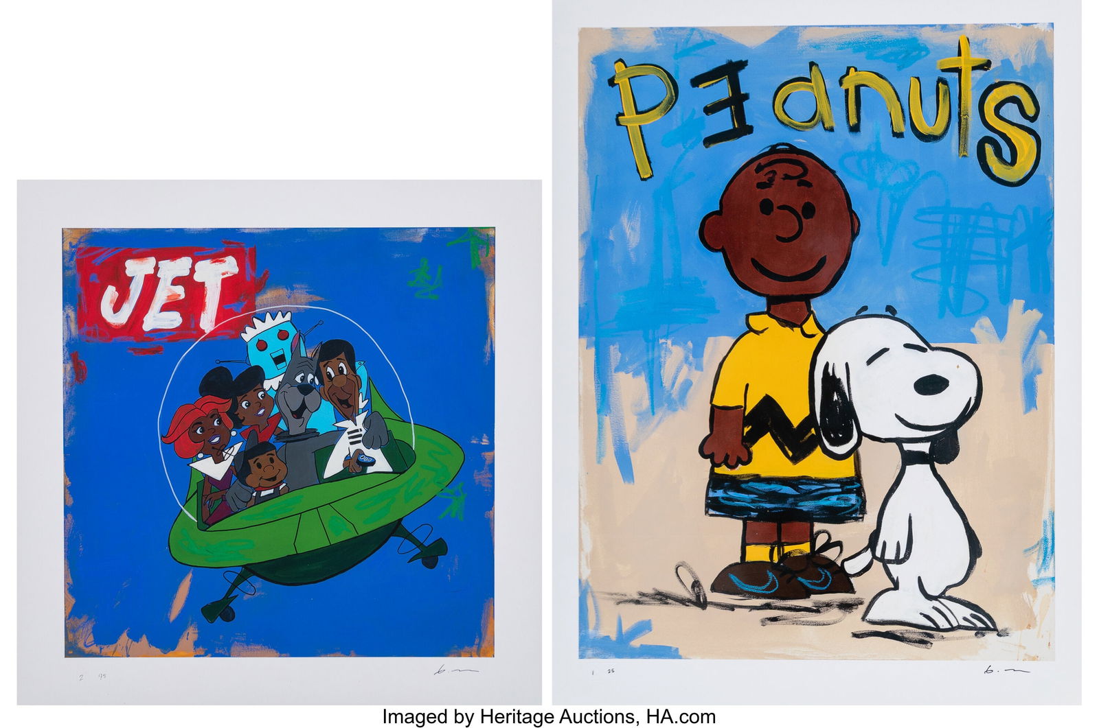 Robert B. Moore (b. 1983) Me and My Dawg (Oversi: Robert B. Moore (b. 1983) Me and My Dawg (Oversized Edition); Jetsettin (two works), 2022; 2023 Archival pigment print on Moab Fine Art pape