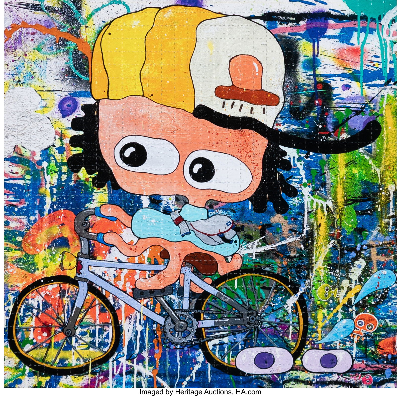 UFO907 (20th Century) Riding Home, 2020 Archival: UFO907 (20th Century) Riding Home, 2020 Archival pigment print in colors on perforated blotter paper 7-1/2 x 7-1/2 inches (19.1 x 19.1 cm) (sheet&r