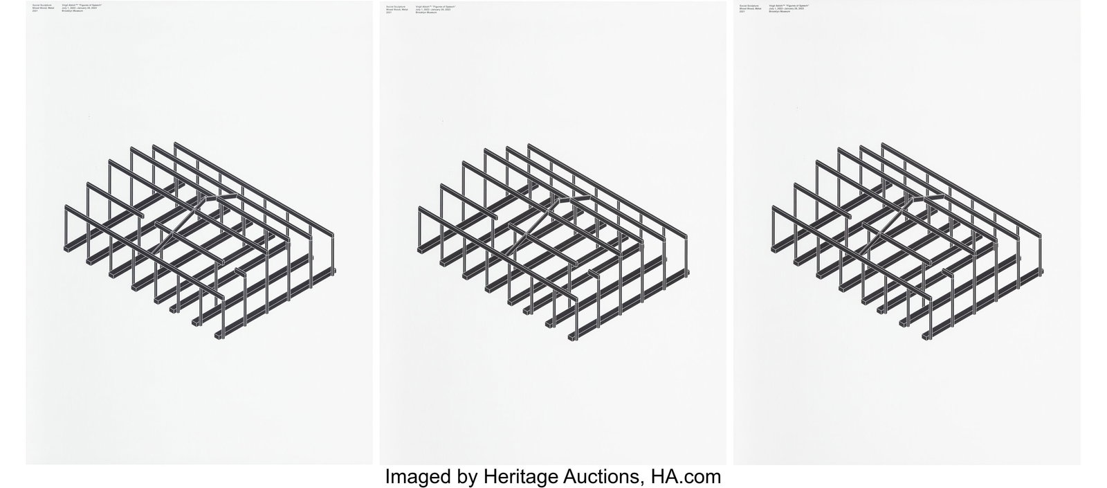 After Virgil Abloh X Brooklyn Museum Figures of: After Virgil Abloh X Brooklyn Museum Figures of Speech, exhibition posters (three works), 2022 Offset lithographs in colors on wove paper 24 x 18 inches (61.0 x 45&pe