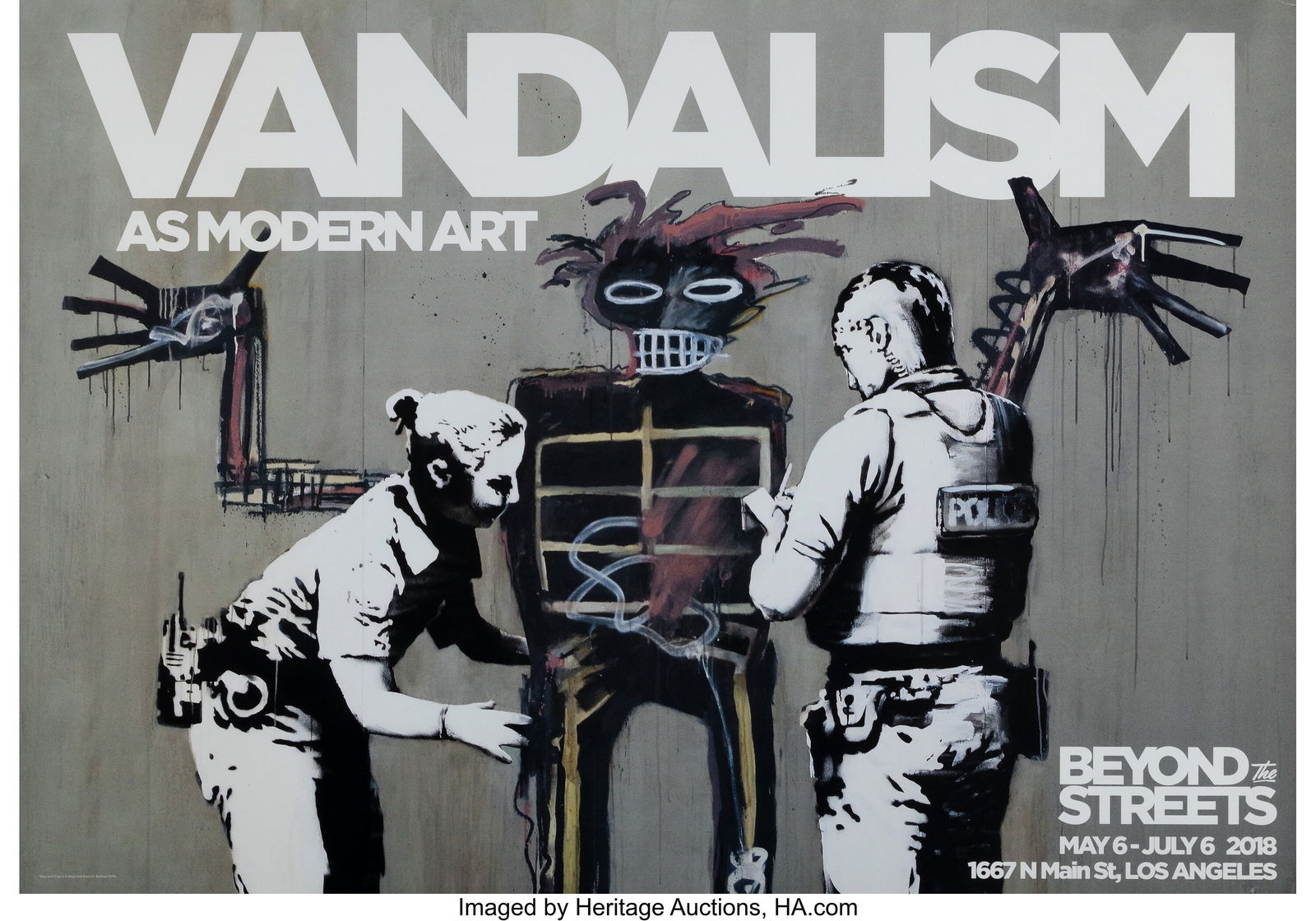 Banksy X Basquiat X Beyond The Streets Vandalism: Banksy X Basquiat X Beyond The Streets Vandalism As Modern Art Exhibition Poster, 2018 Offset lithograph in colors on gloss paper 23-1/4 inches x 33 inches (59 x 83.8 cm) &l