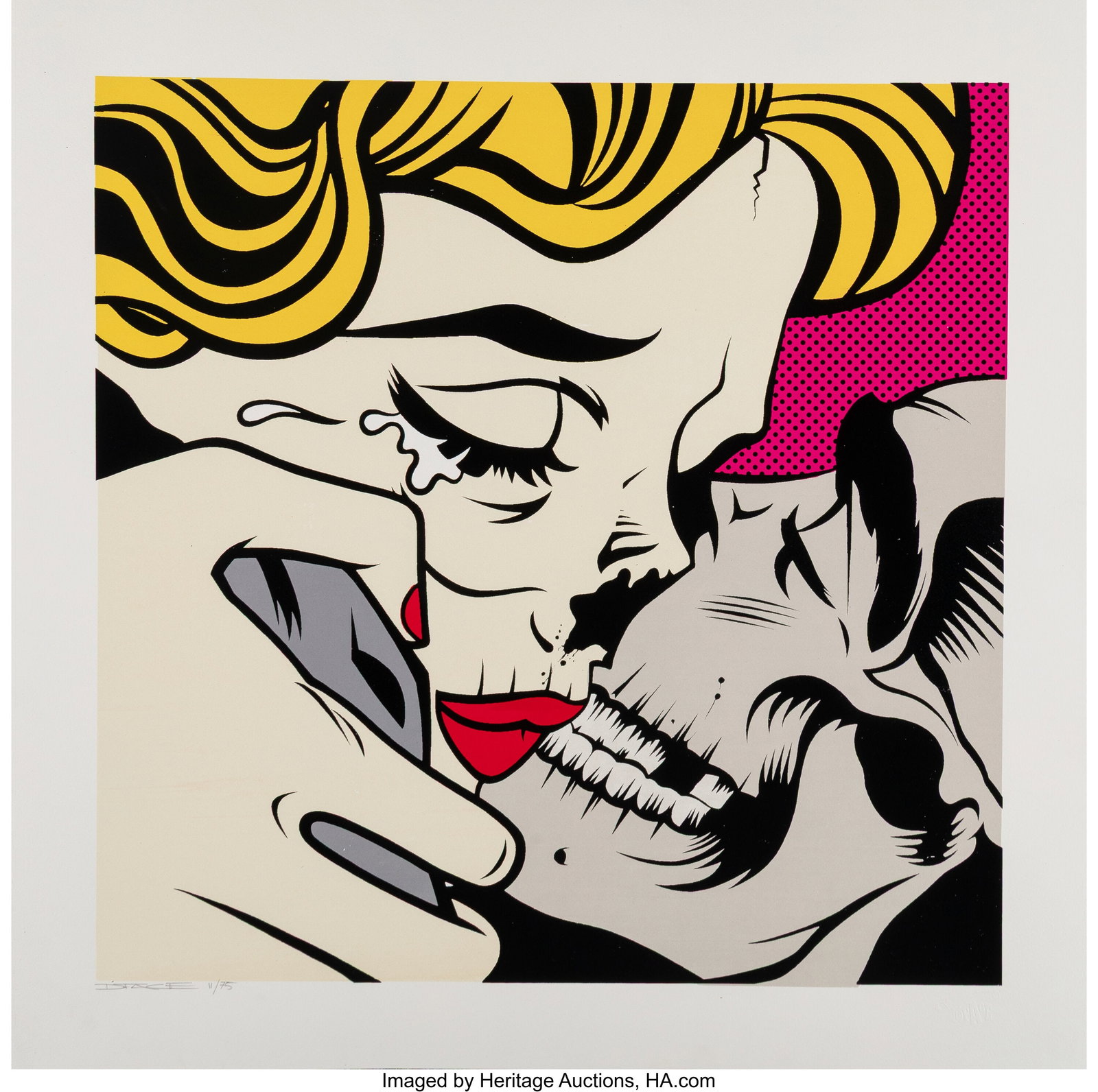 D*Face (b. 1978) Kiss Of Death, 2011 Lithograph: D*Face (b. 1978) Kiss Of Death, 2011 Lithograph in colors on wove paper 25-1/2 x 25-1/2 inches (64.8 x 64.8 cm) (sheet) Ed.